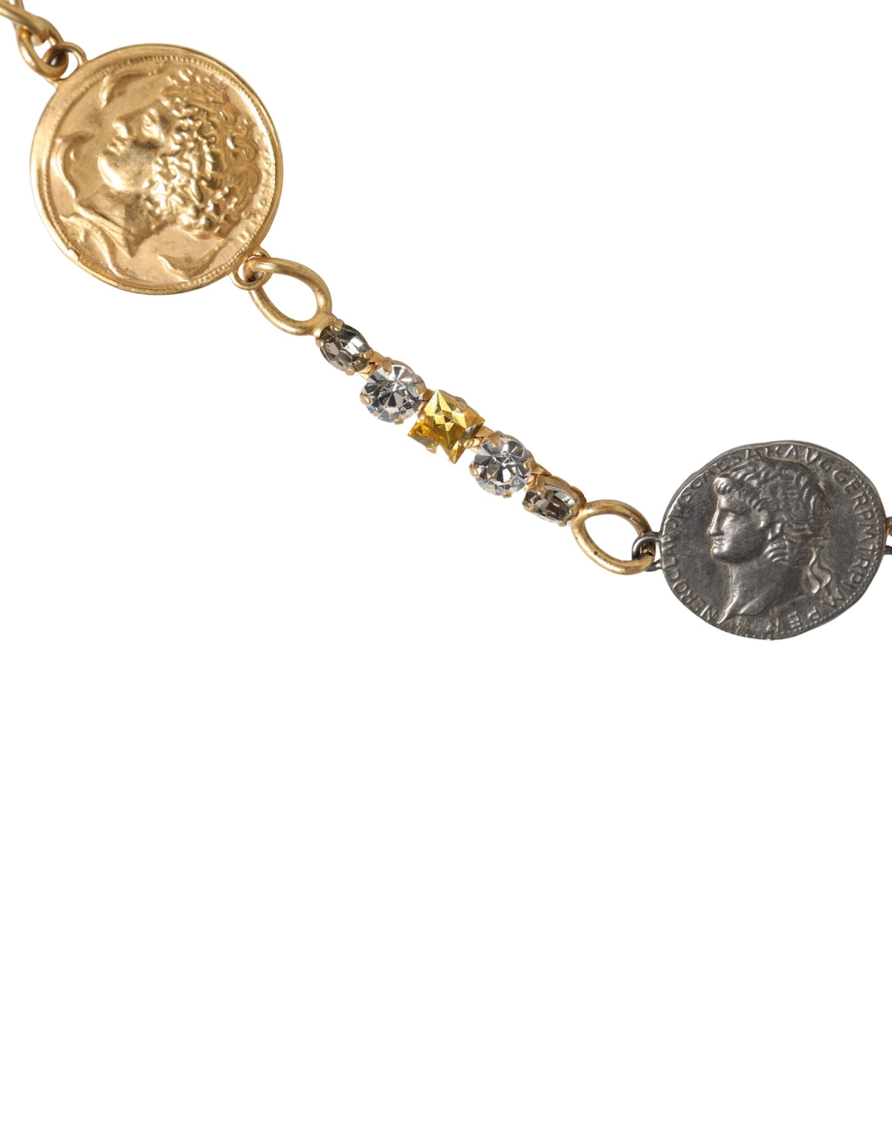 Dolce & Gabbana Gold Brass Chain Coin Embellished Metal Buckle Belt | Regal Royce