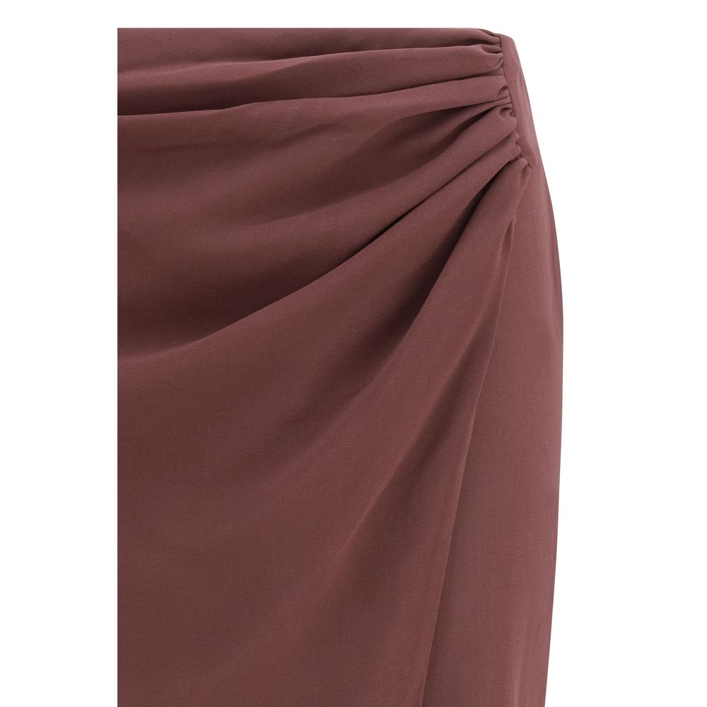 The Andamane Brown Silk Midi Skirt | Regal Royce