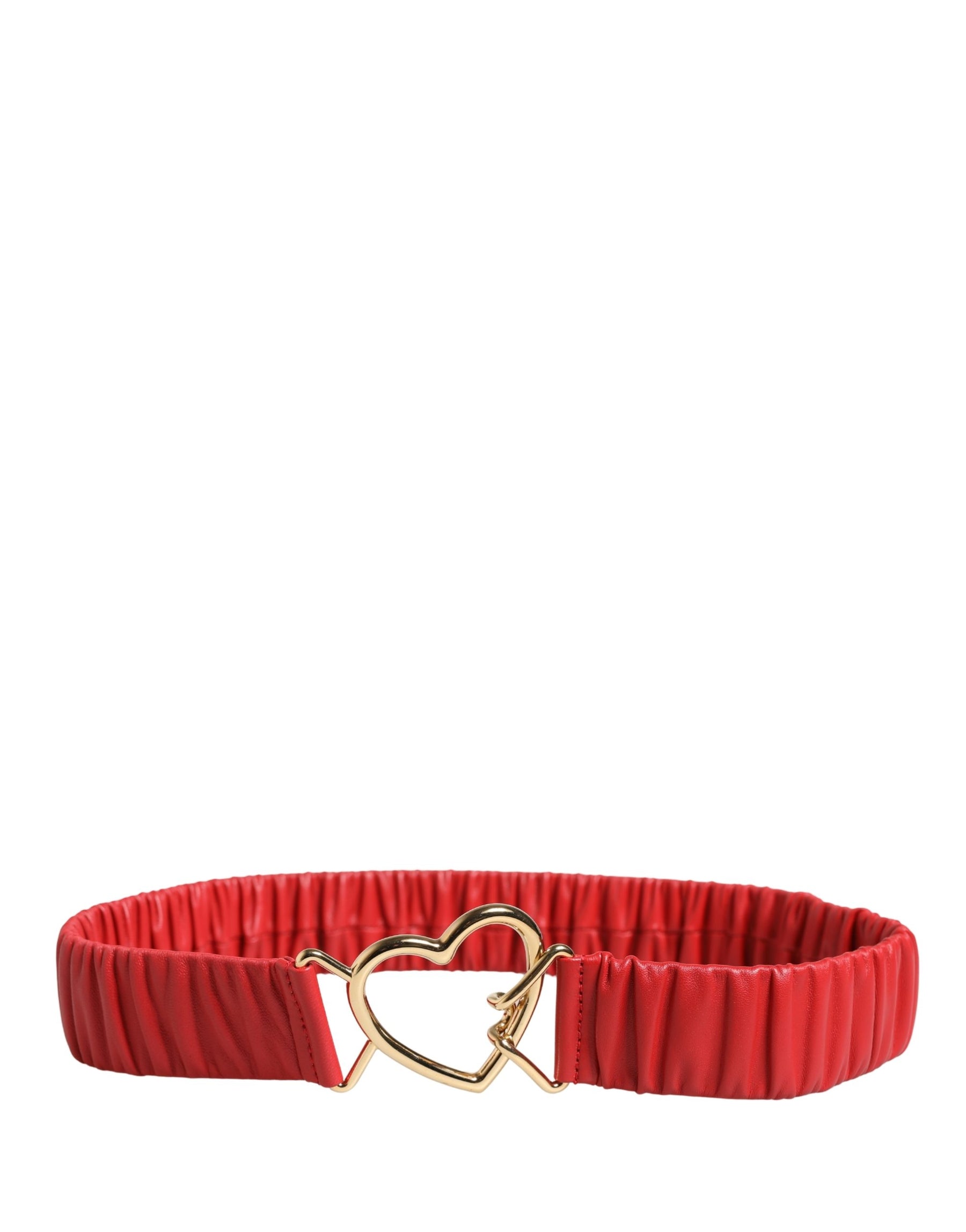 Dolce & Gabbana Red Leather Gold Heart Metal Buckle Belt | Regal Royce