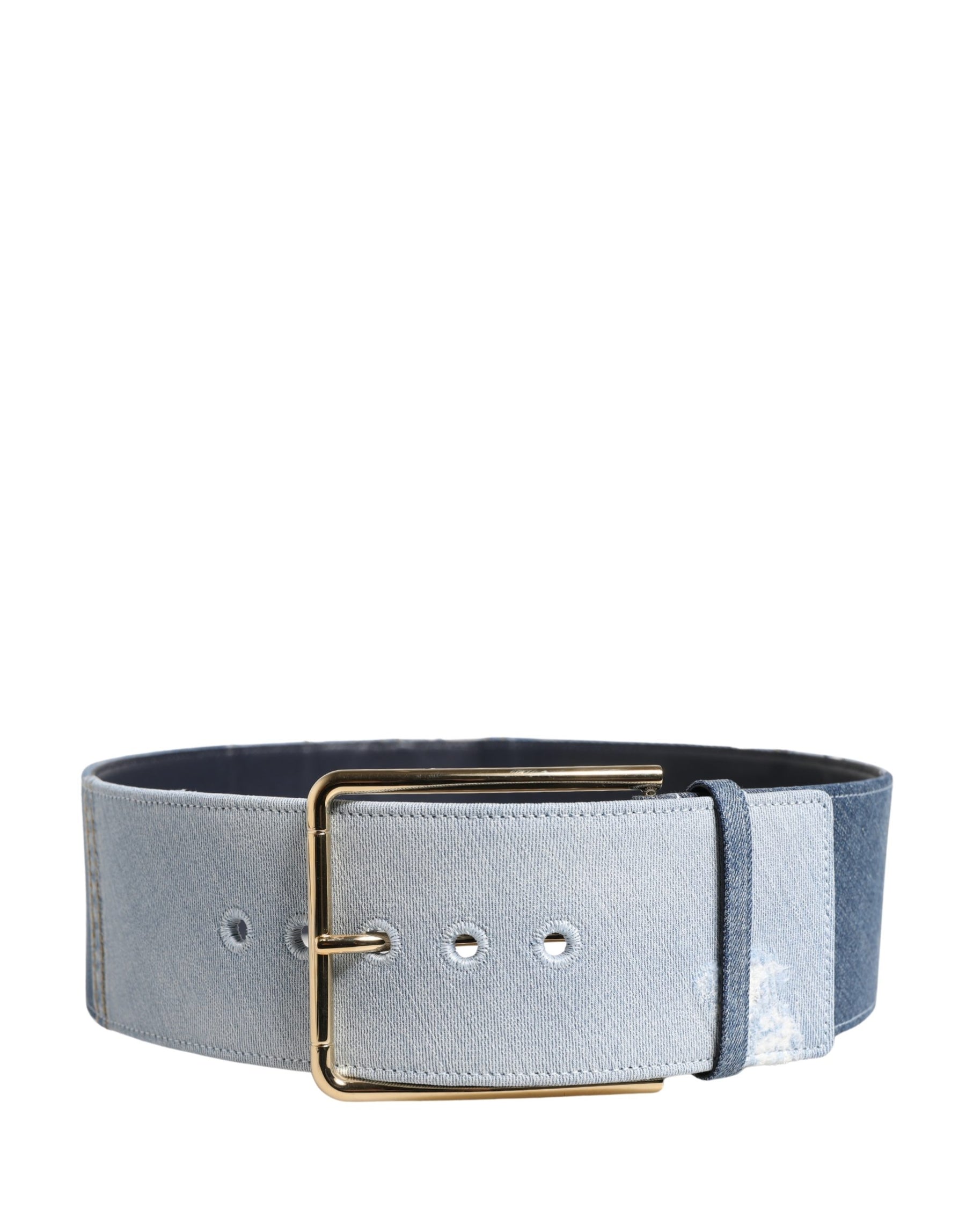 Dolce & Gabbana Blue Two Tone Denim Gold Metal Buckle Belt | Regal Royce
