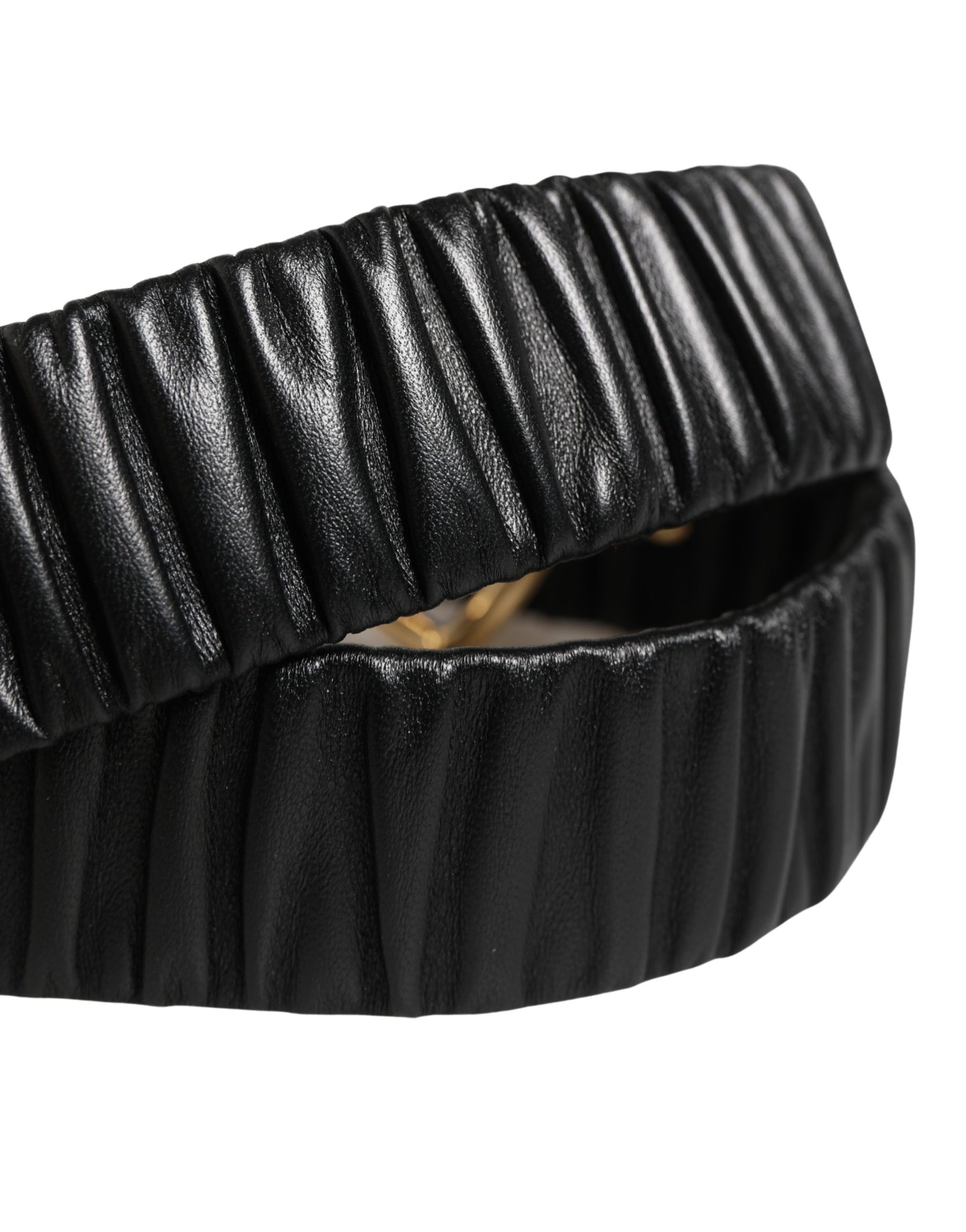 Dolce & Gabbana Black Leather Gold Heart Metal Buckle Belt | Regal Royce