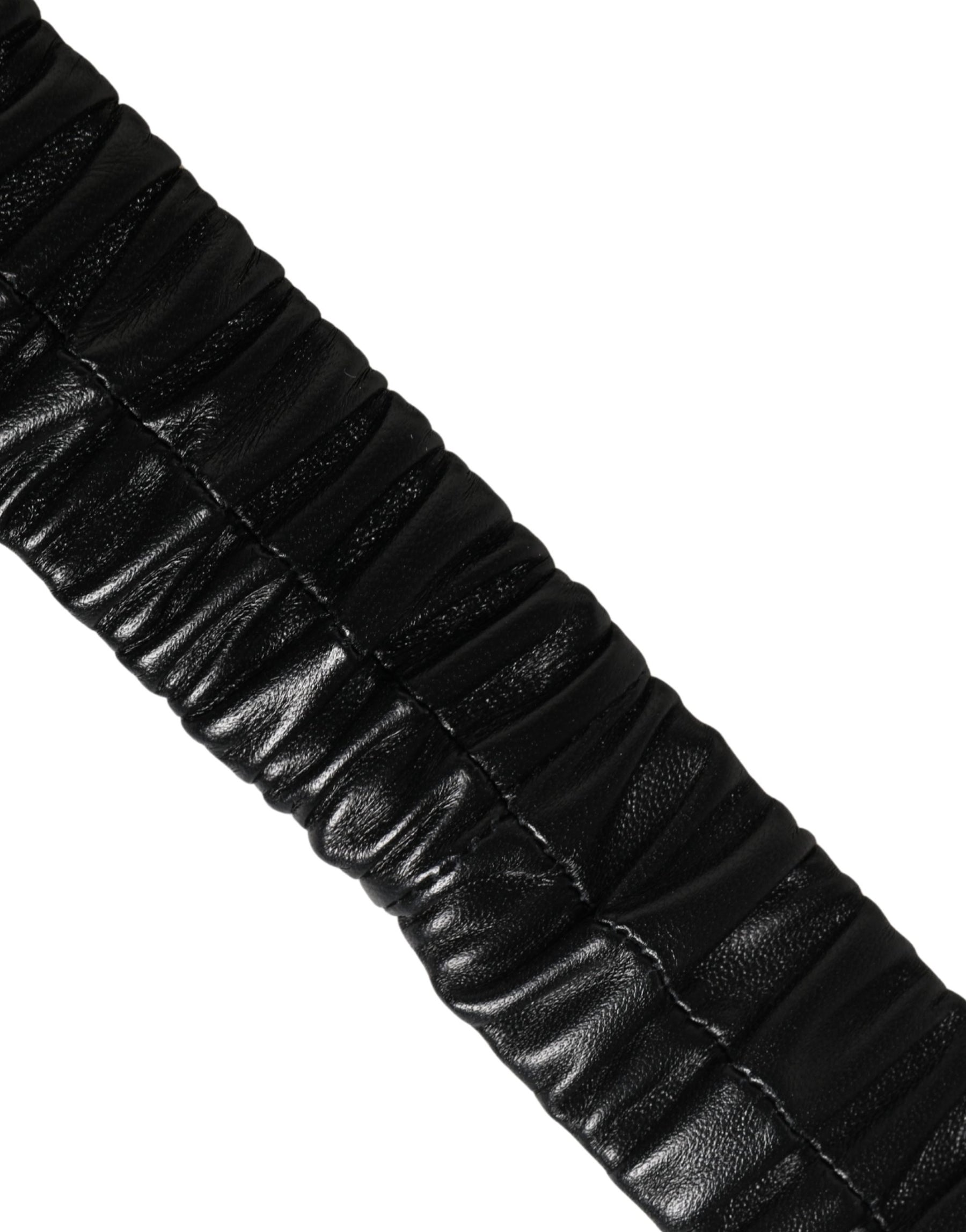 Dolce & Gabbana Black Leather Gold Heart Metal Buckle Belt | Regal Royce