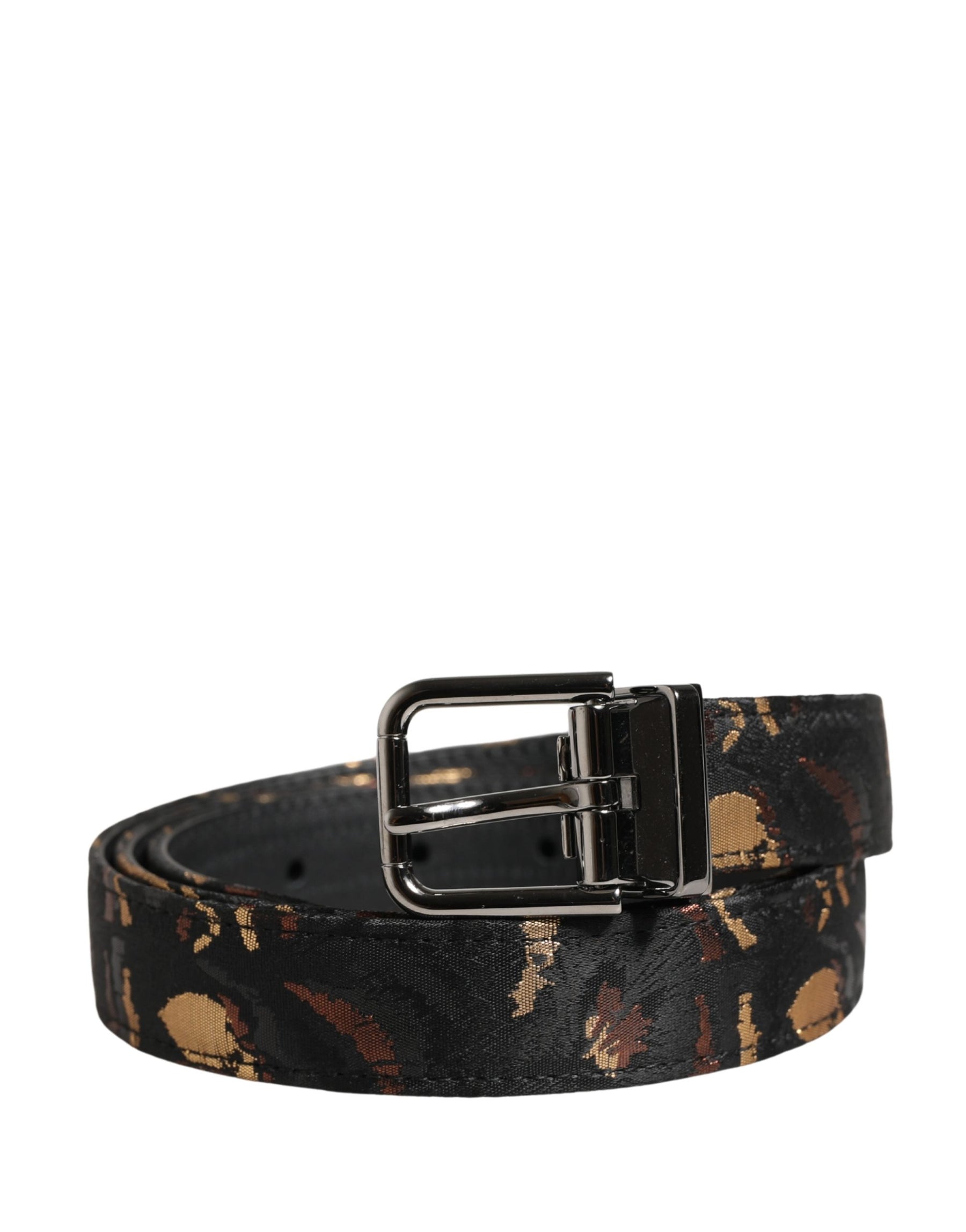 Dolce & Gabbana Multicolor Jacquard Silver Metal Buckle Belt | Regal Royce