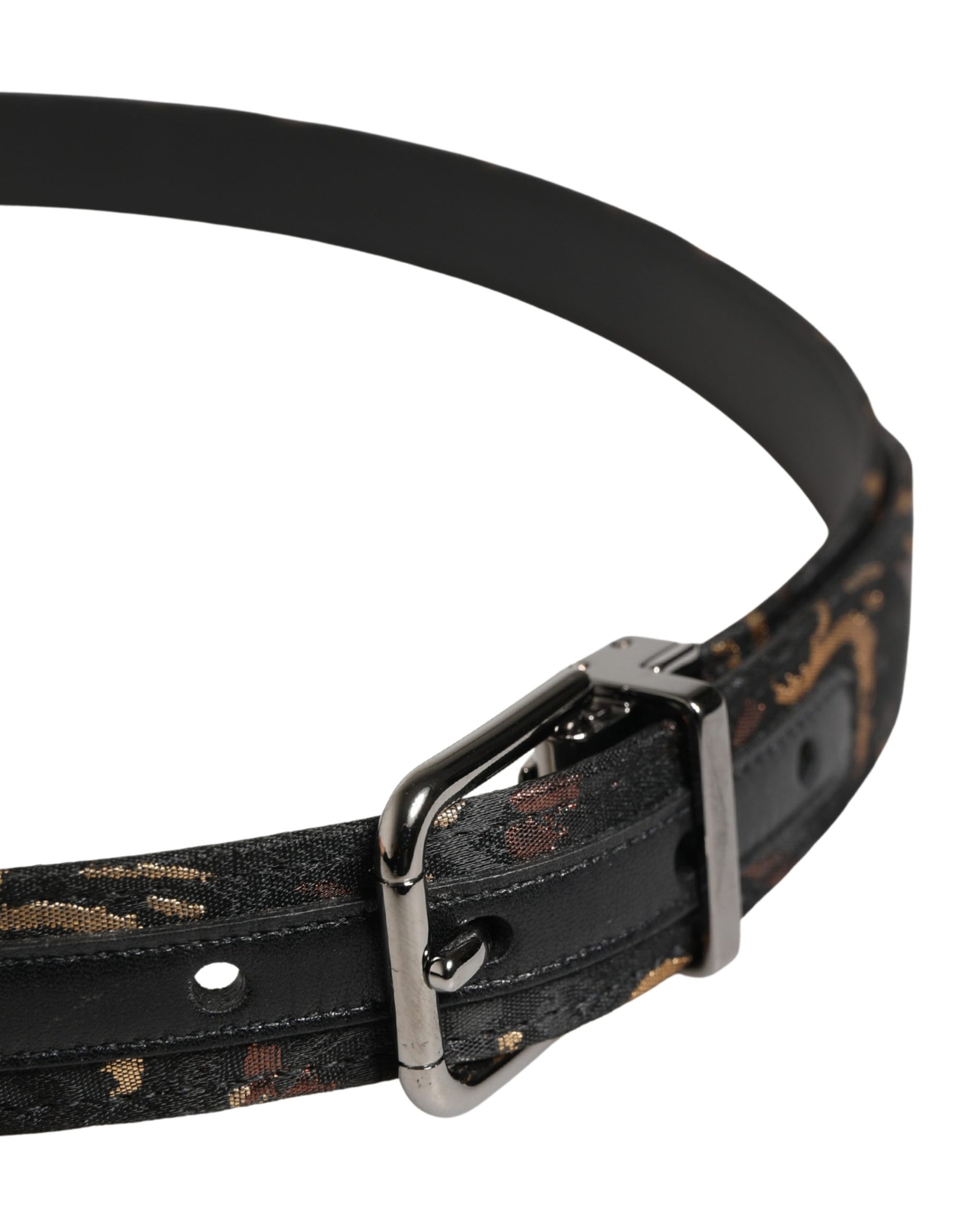 Dolce & Gabbana Multicolor Jacquard Silver Metal Buckle Belt | Regal Royce