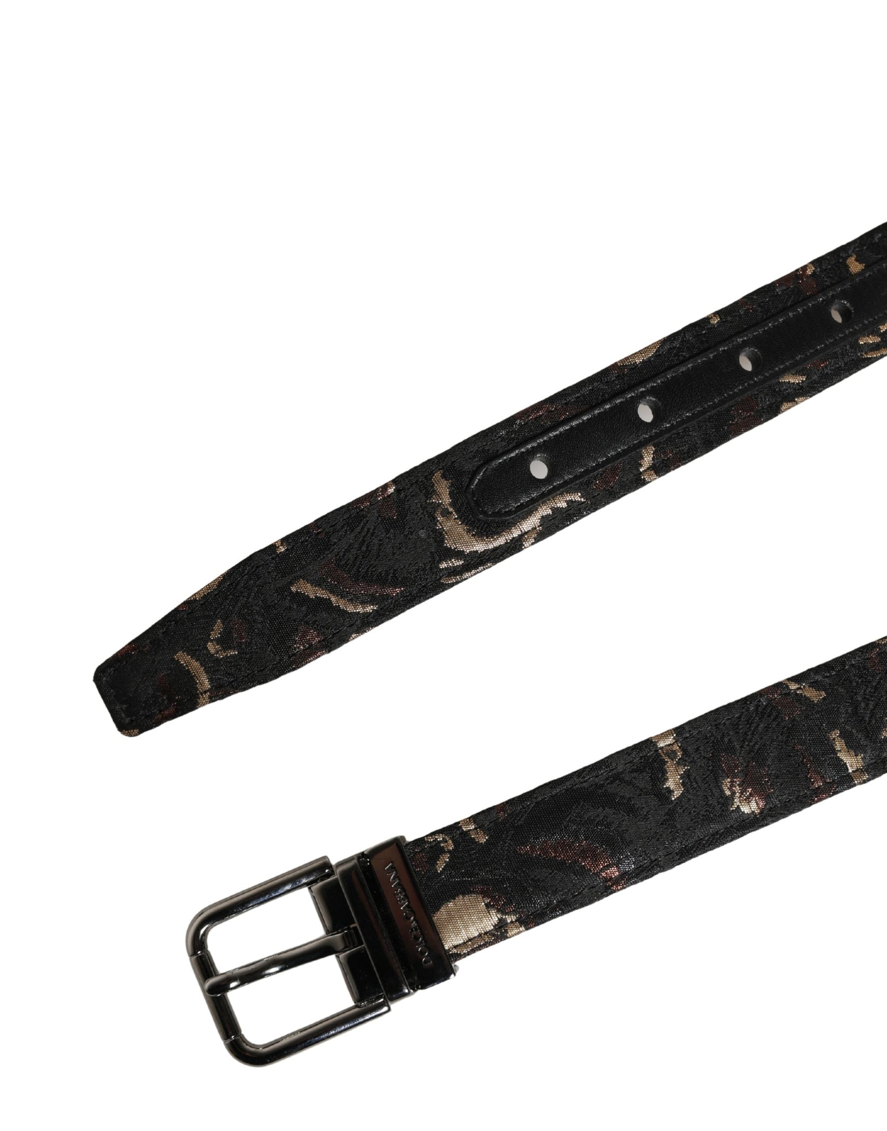Dolce & Gabbana Multicolor Jacquard Silver Metal Buckle Belt | Regal Royce