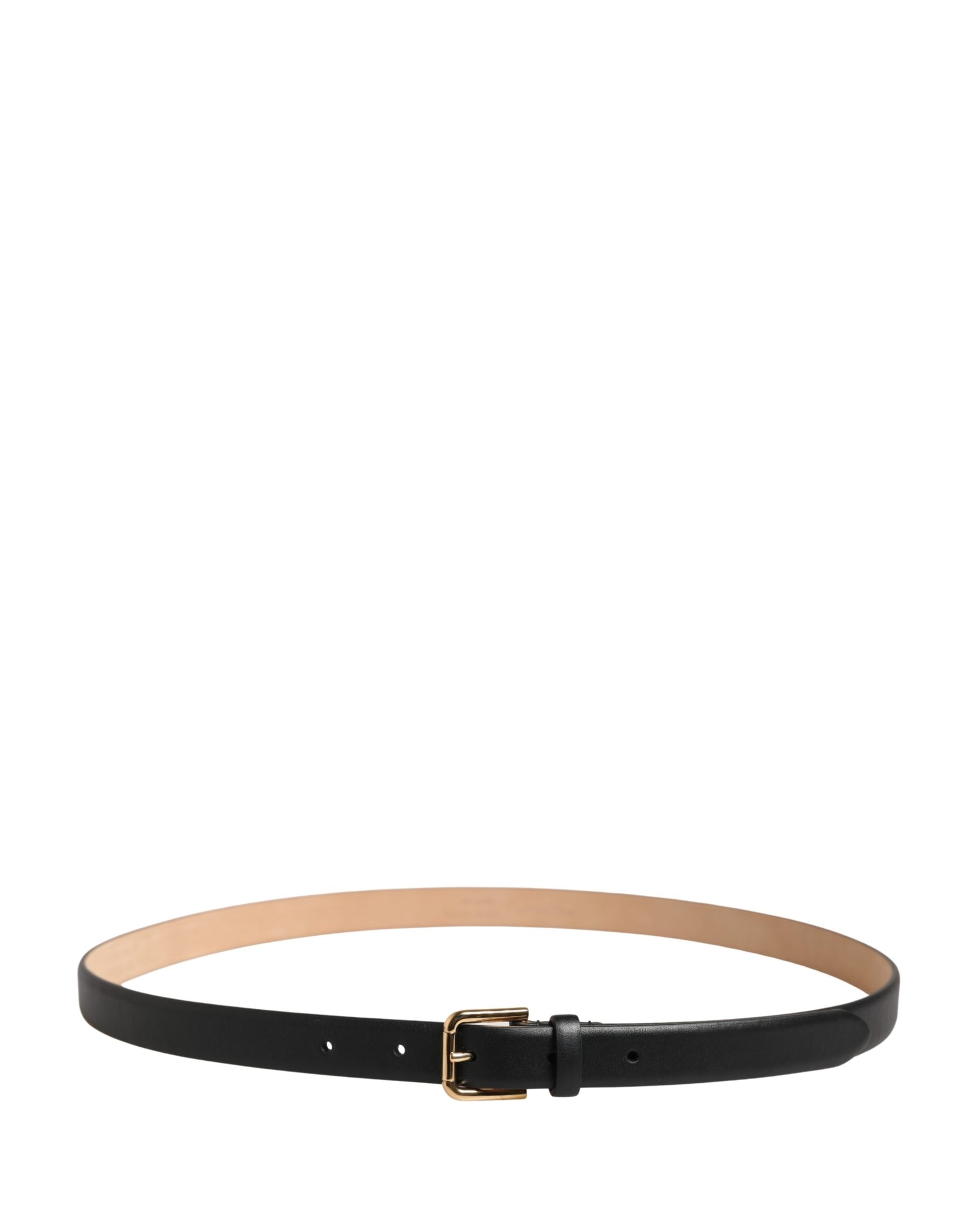 Dolce & Gabbana Black Classic Leather Gold Metal Buckle Belt | Regal Royce