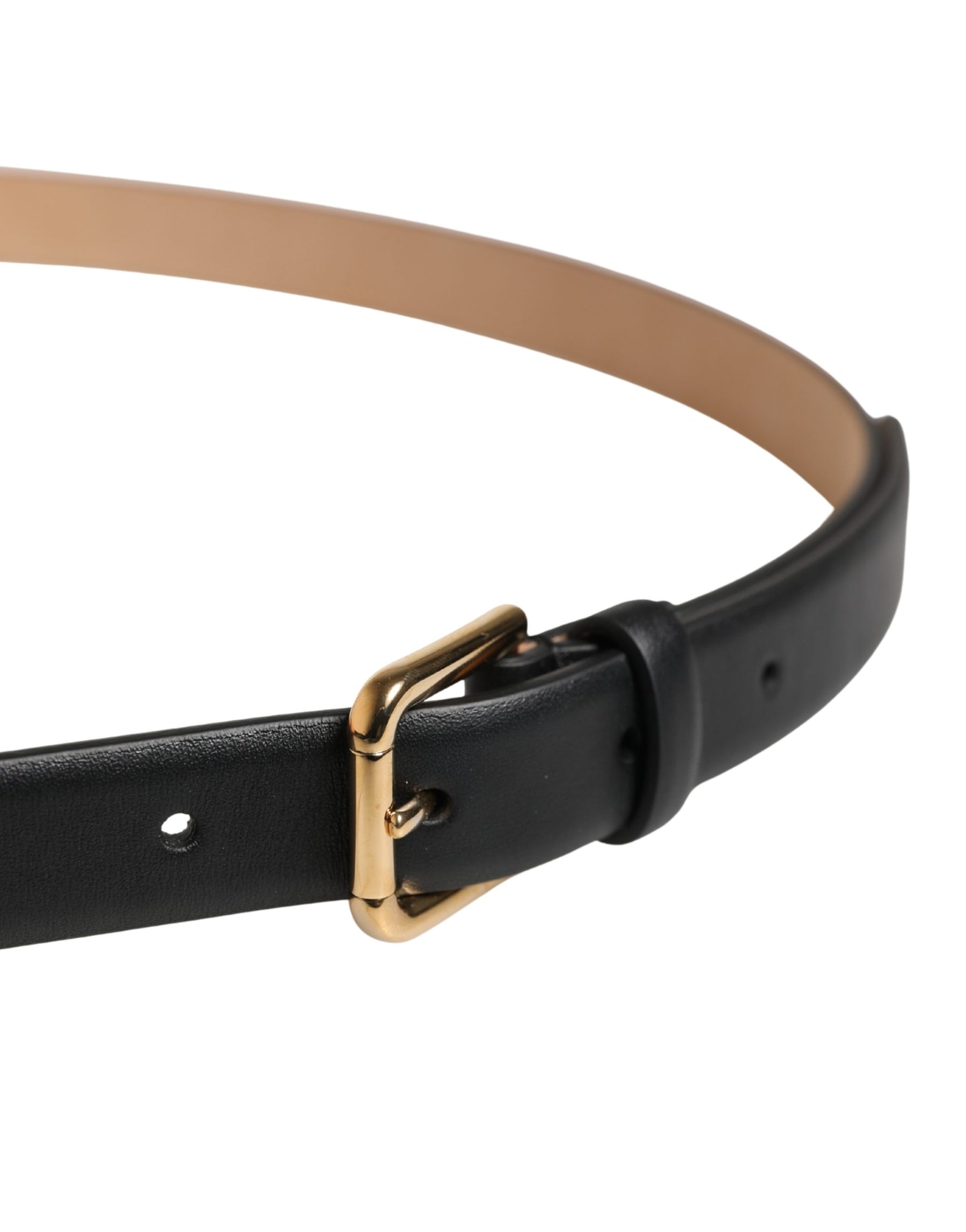 Dolce & Gabbana Black Classic Leather Gold Metal Buckle Belt | Regal Royce