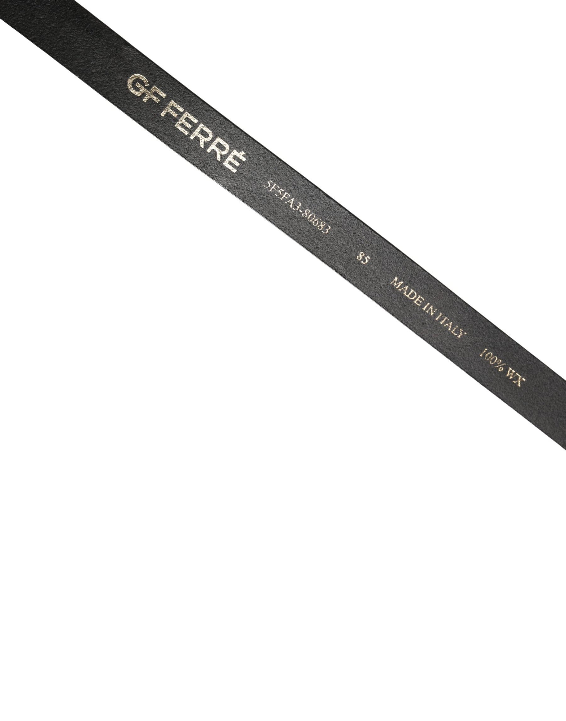 GF Ferre Black Leather Slim Gold Tone Buckle Waist Men Belt | Regal Royce