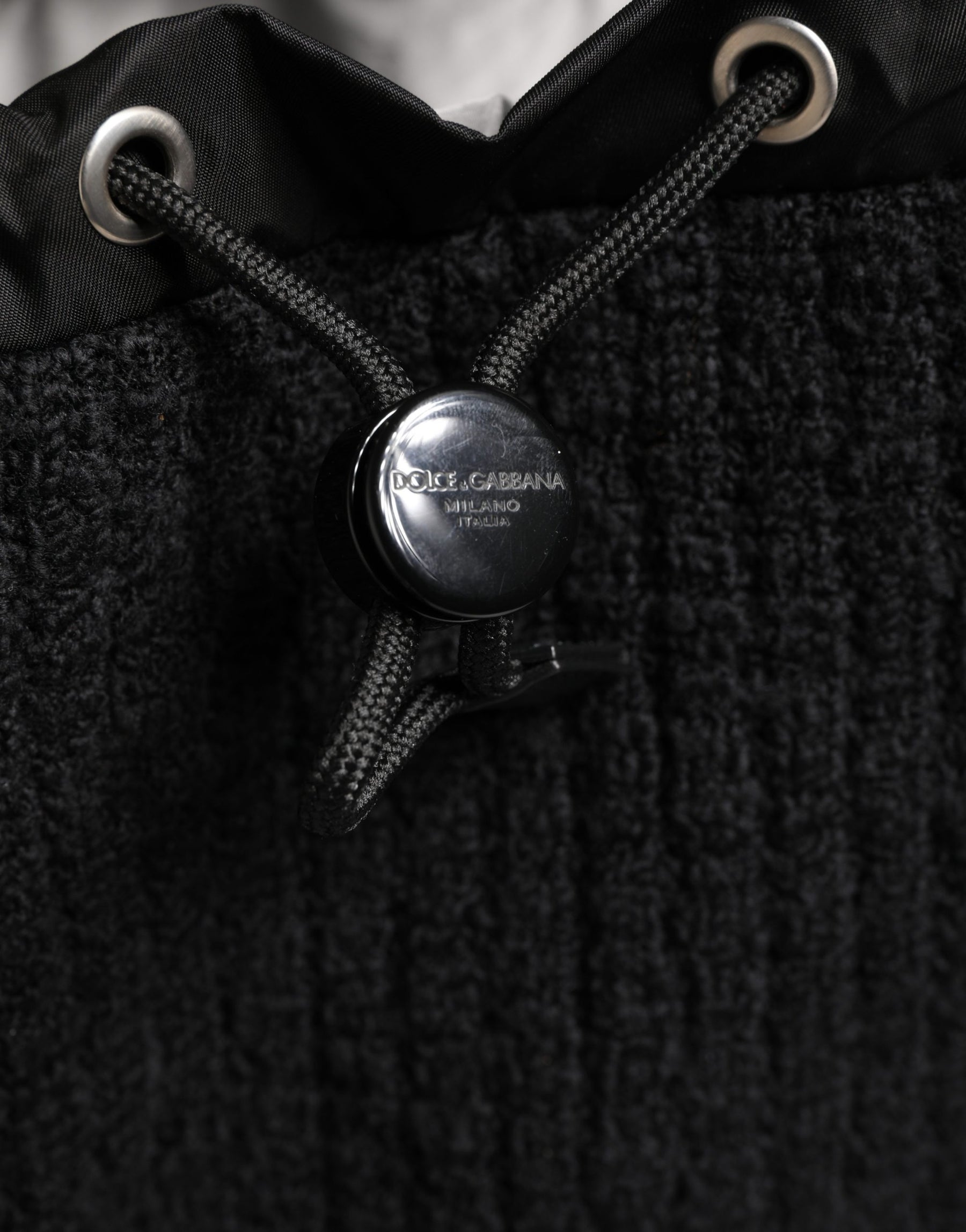 Dolce & Gabbana Black Tricot Wool Blend Duffel Backpack Travel Borse Bag | Regal Royce