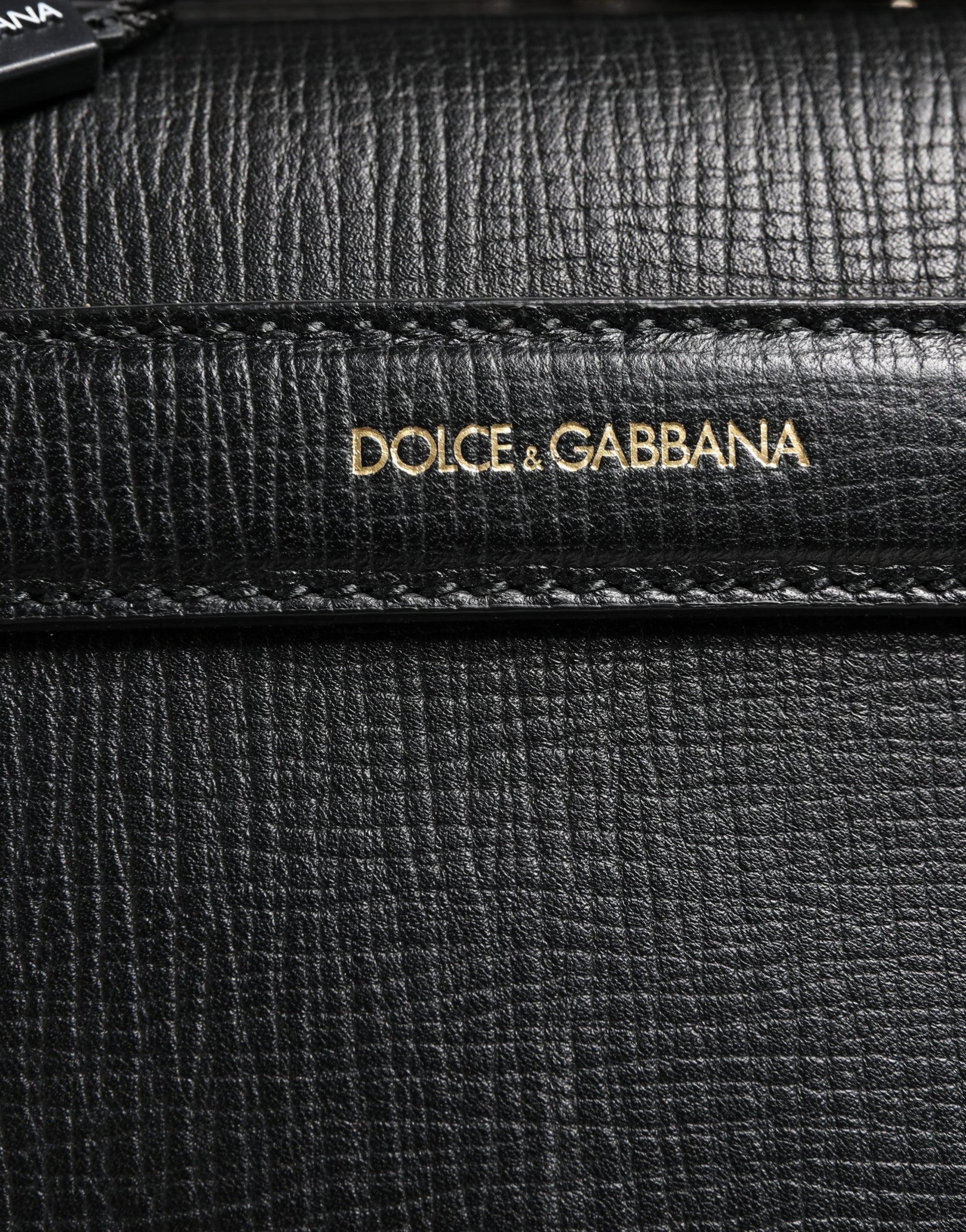 Dolce & Gabbana Black Car Man Applique Leather Weekender Borse Bag | Regal Royce