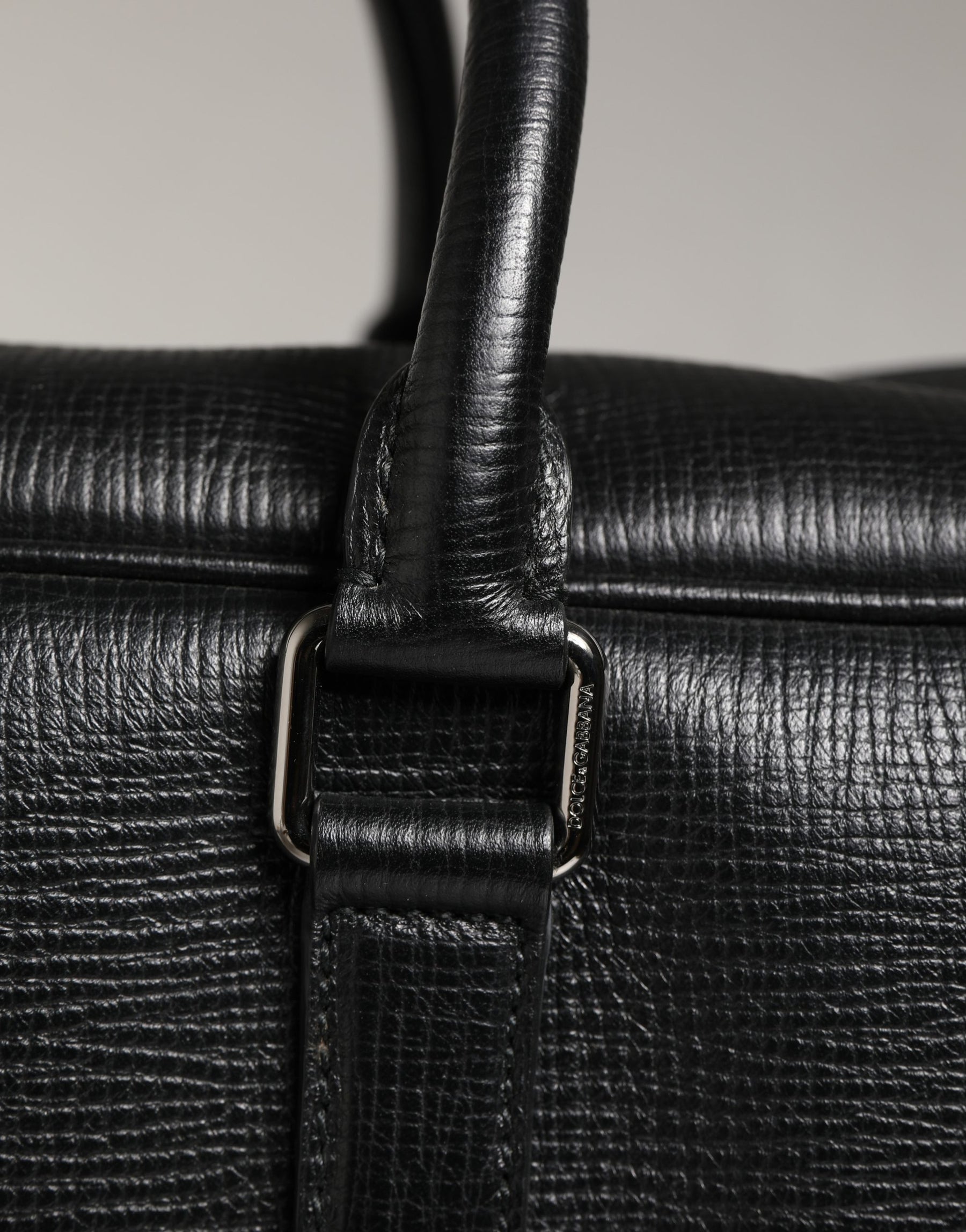 Dolce & Gabbana Black Car Man Applique Leather Weekender Borse Bag | Regal Royce