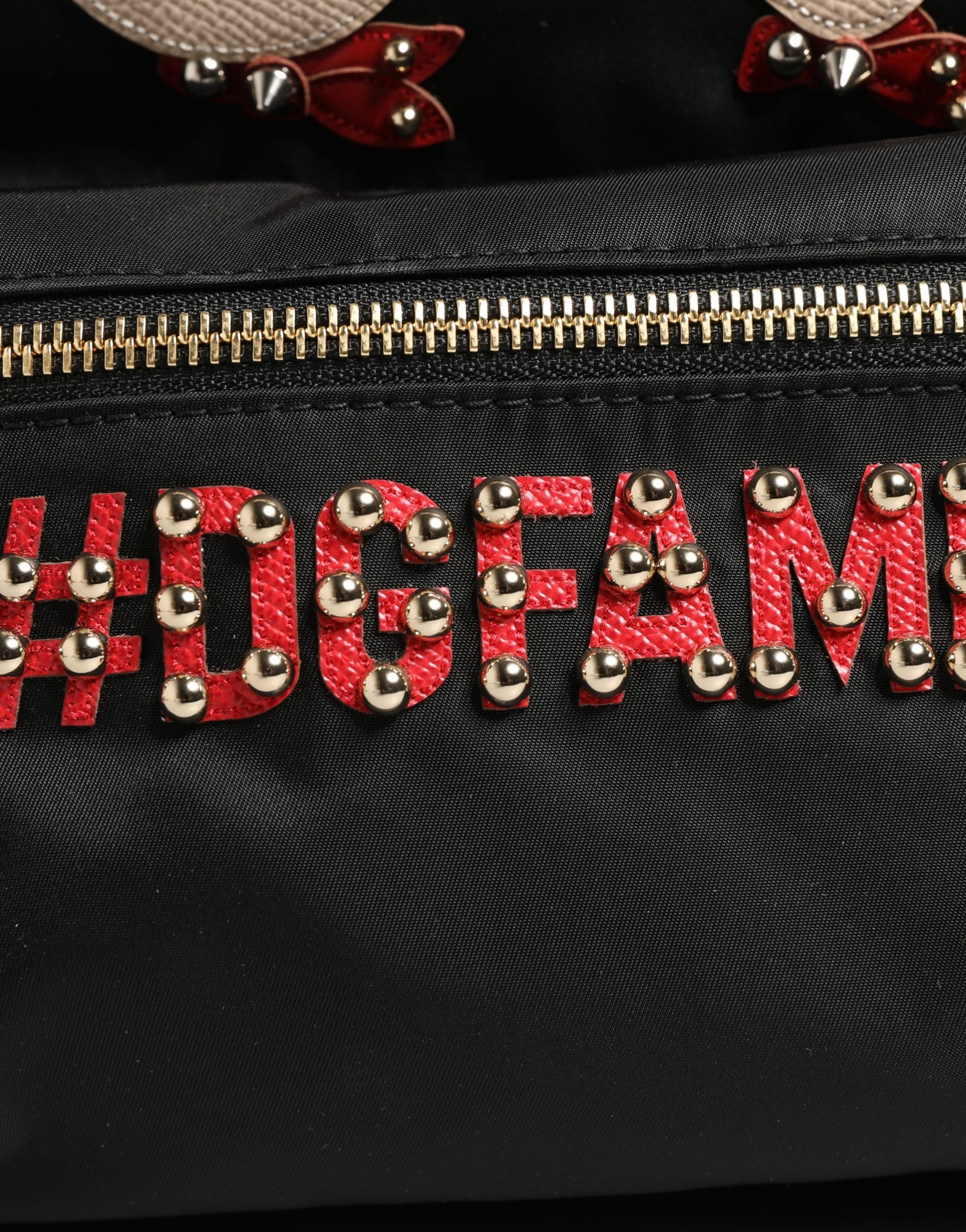 Dolce & Gabbana VULCANO Black Nylon #DGFAMILY Embellished Backpack Bag | Regal Royce