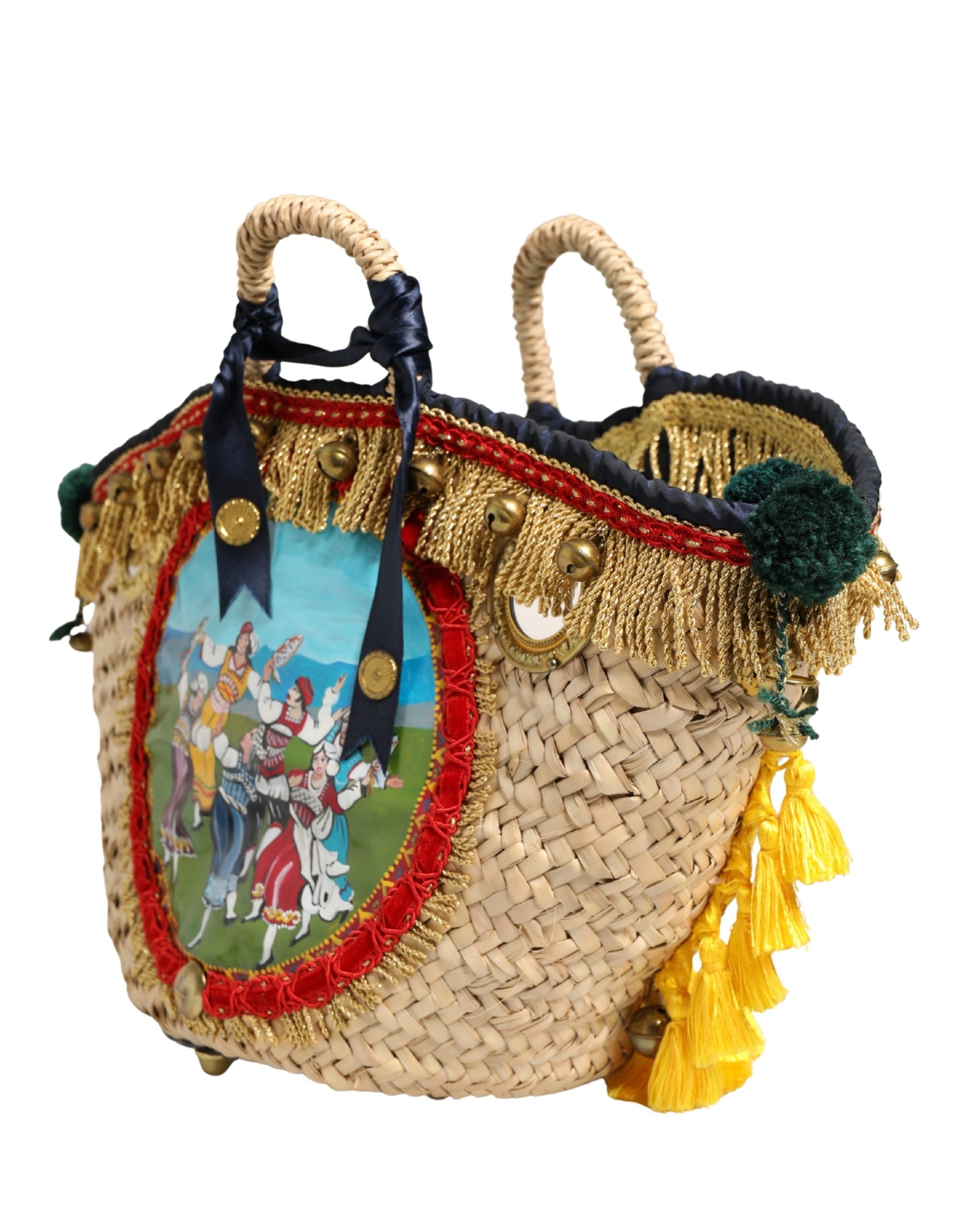 Dolce & Gabbana Multicolor Woven Straw Basket Embellished Sicily Bag | Regal Royce
