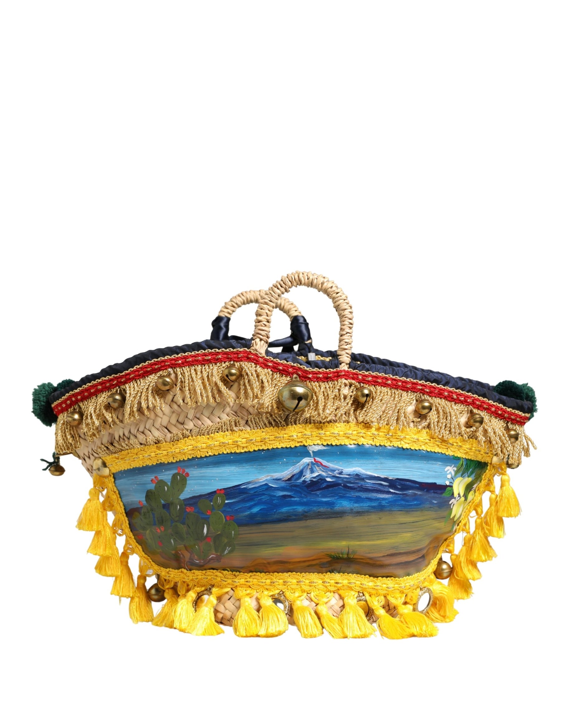 Dolce & Gabbana Multicolor Woven Straw Basket Embellished Sicily Bag | Regal Royce