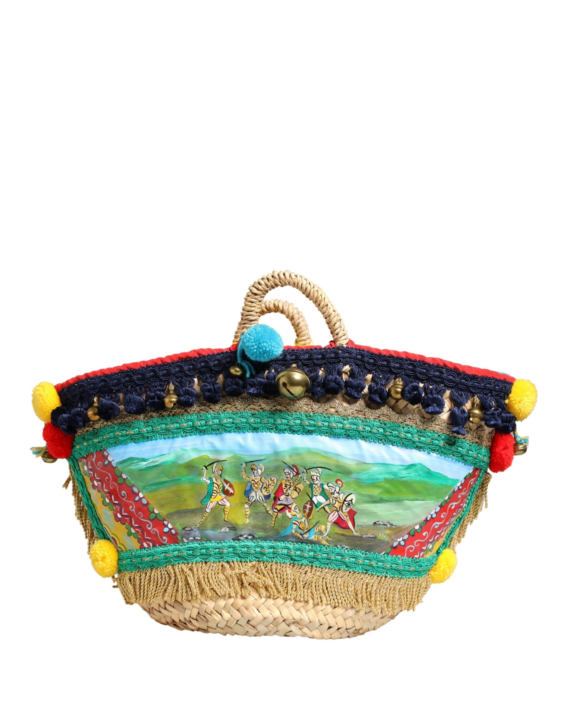 Dolce & Gabbana Multicolor Woven Straw Basket Embellished Sicily Bag | Regal Royce