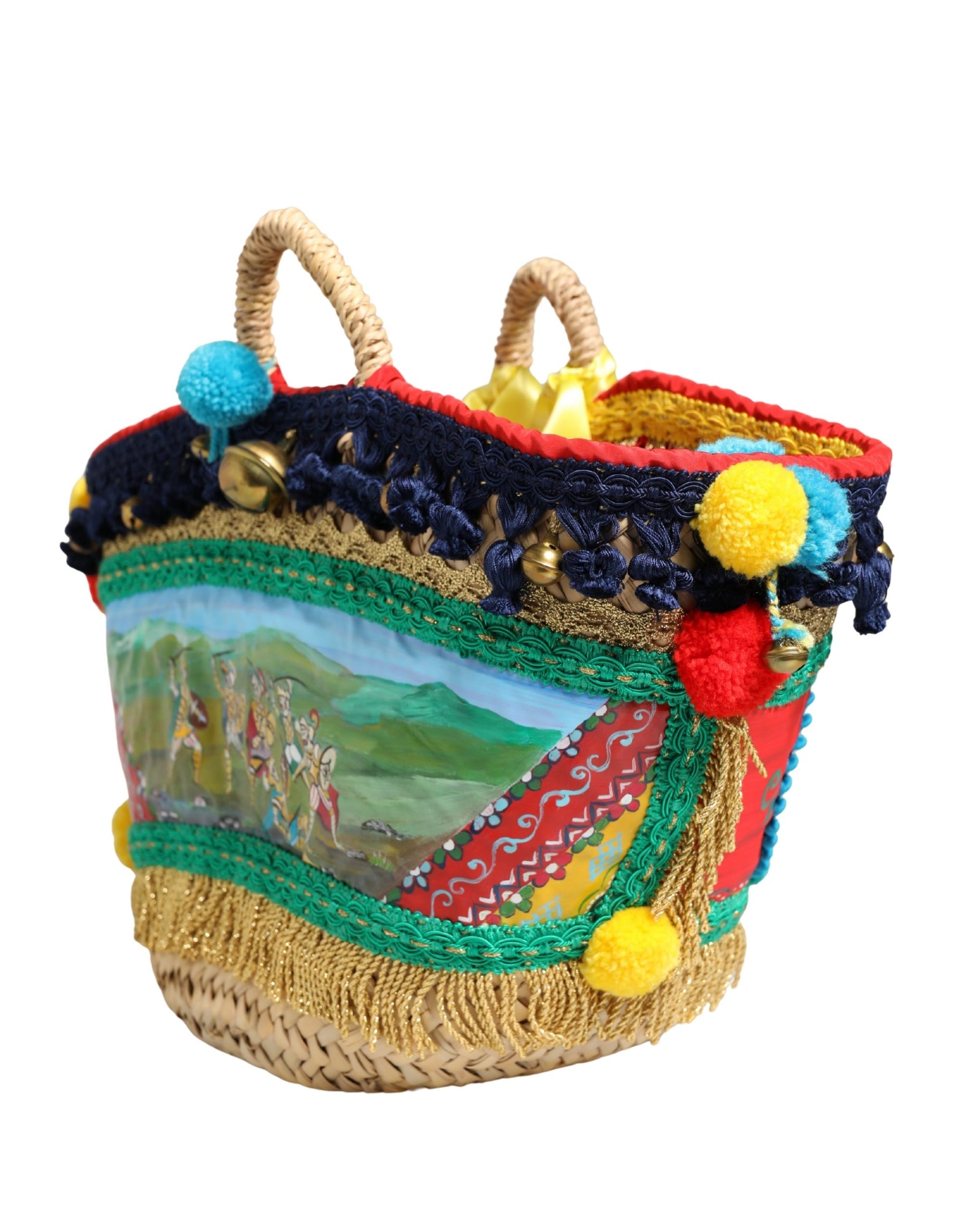 Dolce & Gabbana Multicolor Woven Straw Basket Embellished Sicily Bag | Regal Royce
