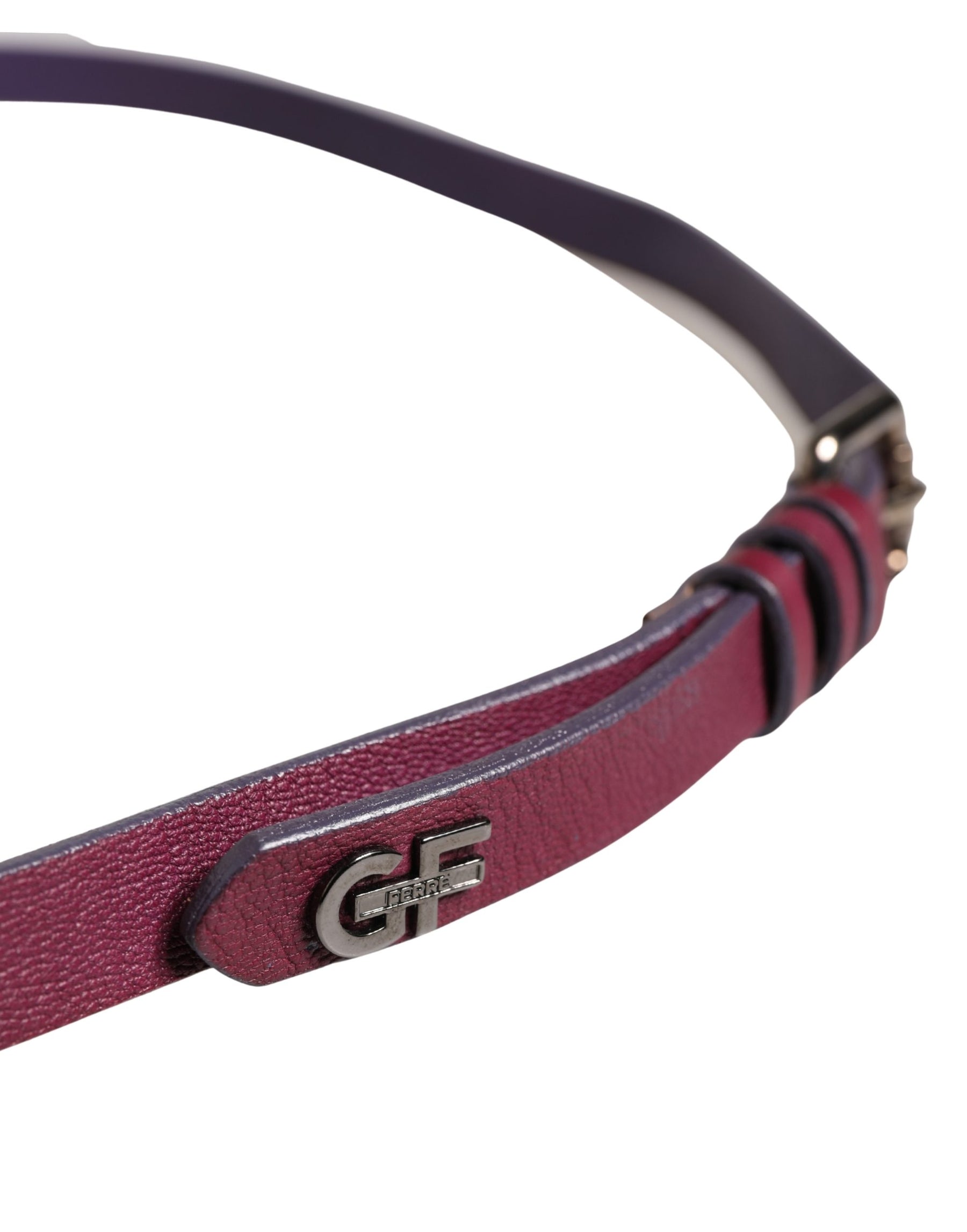 GF Ferre Maroon Leather Silver Metal Buckle Waist Women Belt | Regal Royce