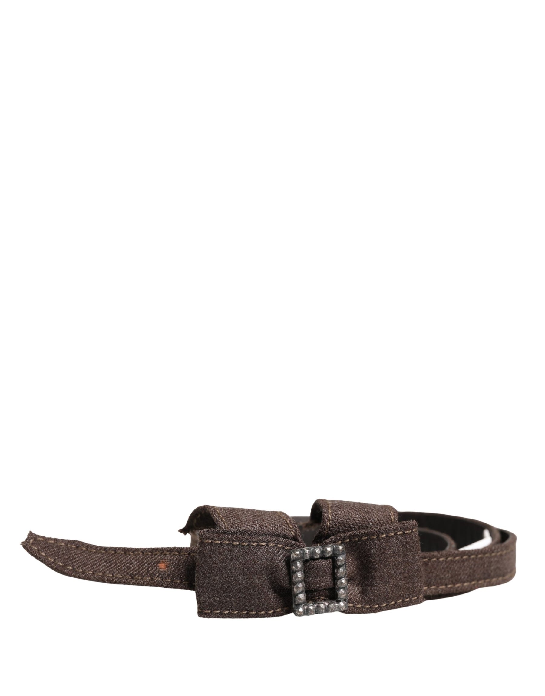 Ermanno Scervino Dark Brown Wool Bow Embellished Buckle Belt | Regal Royce