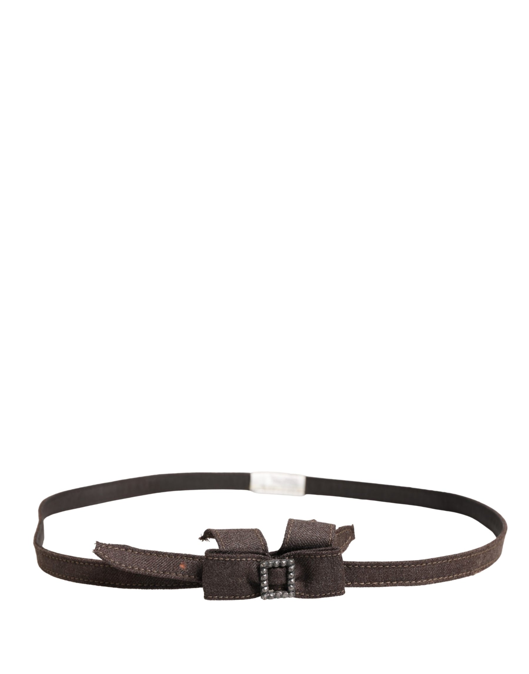 Ermanno Scervino Dark Brown Wool Bow Embellished Buckle Belt | Regal Royce