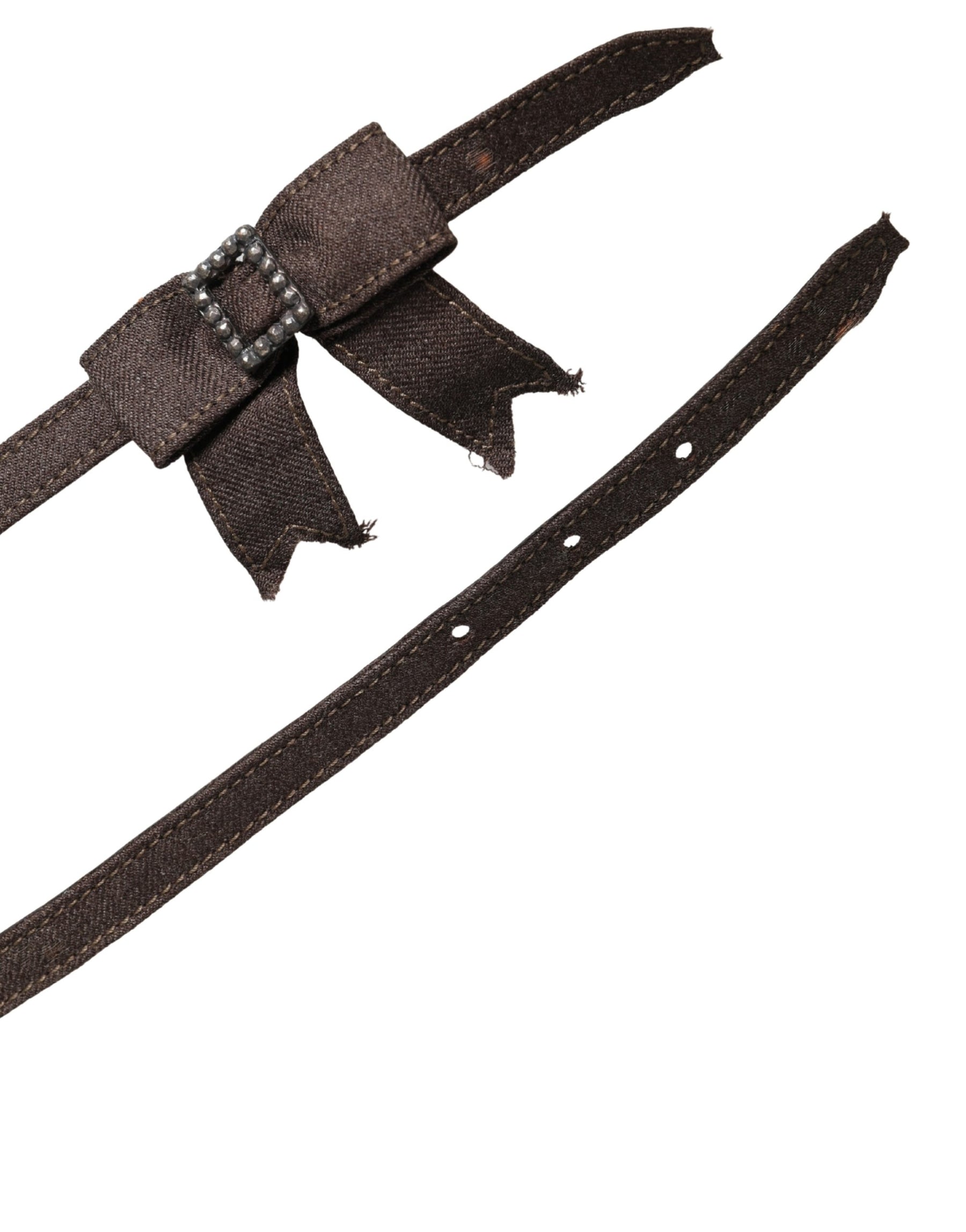 Ermanno Scervino Dark Brown Wool Bow Embellished Buckle Belt | Regal Royce