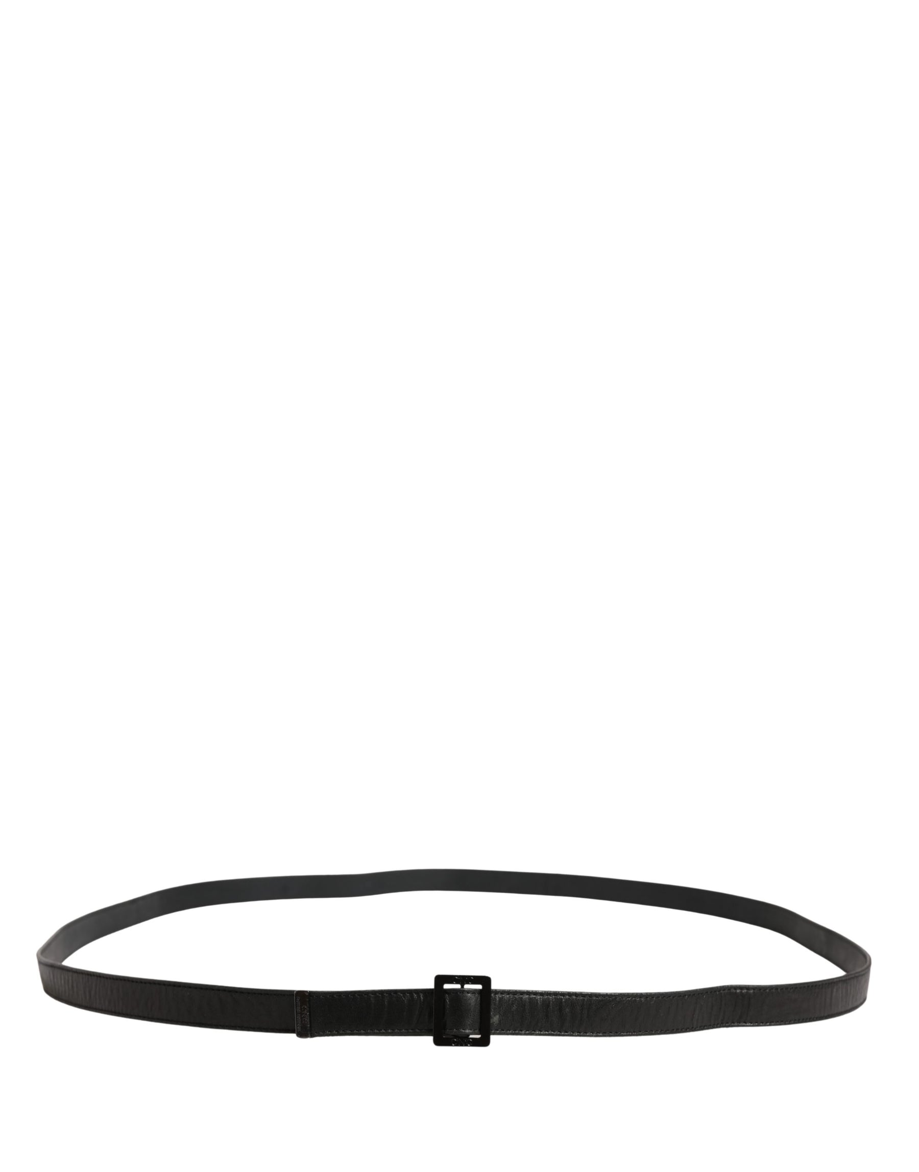 Costume National Black Leather Square Metal Buckle Waist Belt | Regal Royce