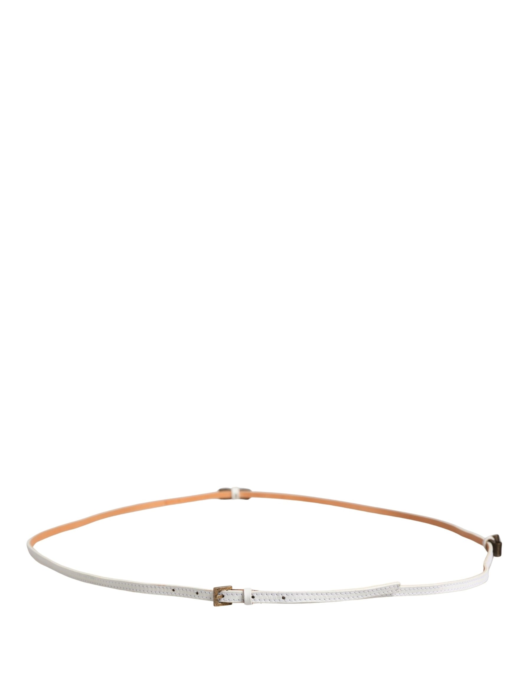 Ermanno Scervino White Leather Skinny Gold Metal Buckle Belt | Regal Royce