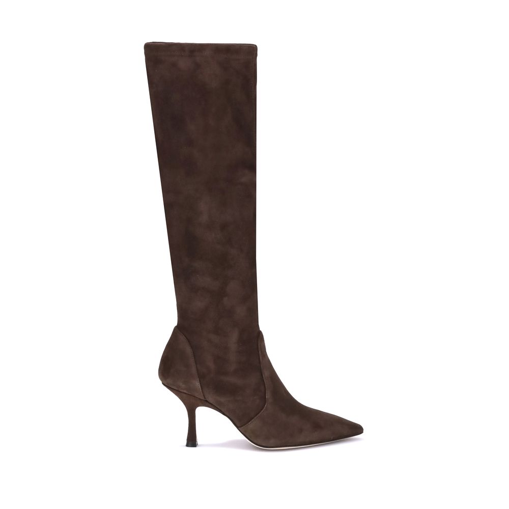 Stuart Weitzman Brown Calf Leather Bos Taurus High Heel Boots | Regal Royce