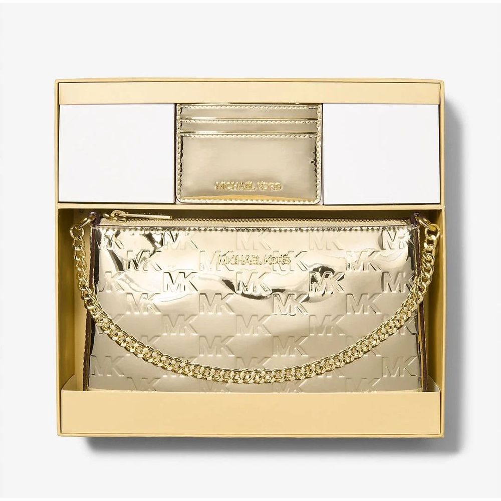 Michael Kors Gold Canvas Clutch Bag | Regal Royce