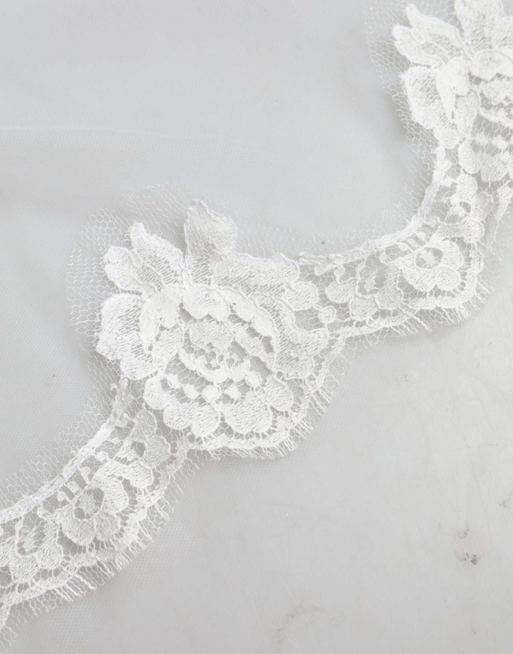Dolce & Gabbana White Floral LaceNylon Floor Length 3M Long Veil | Regal Royce