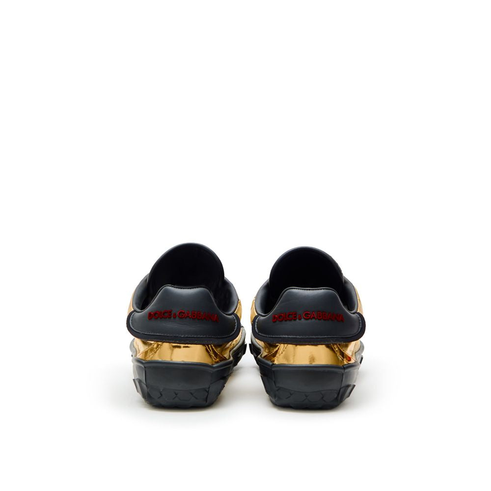 Dolce & Gabbana Gold Leather Low Top Sneakers | Regal Royce