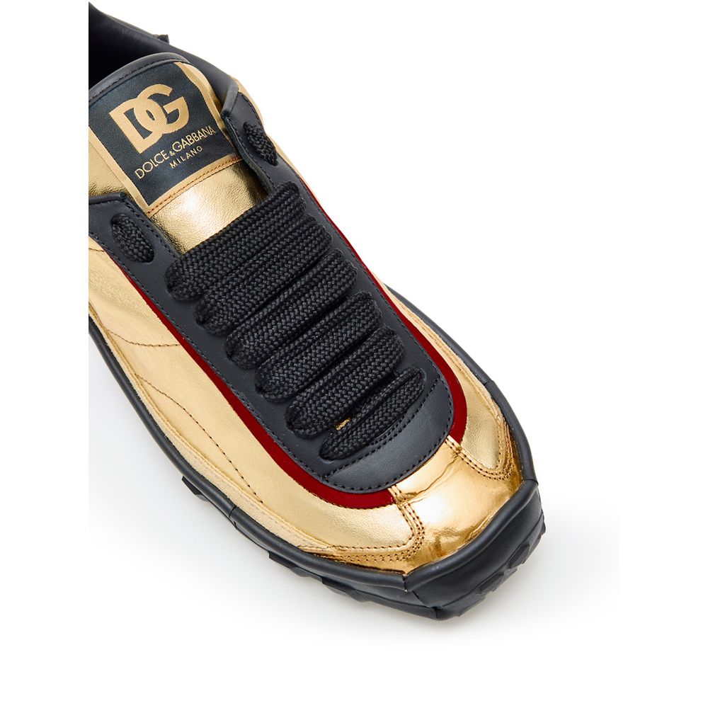 Dolce & Gabbana Gold Leather Low Top Sneakers | Regal Royce