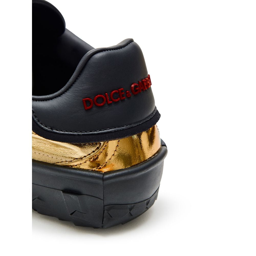 Dolce & Gabbana Gold Leather Low Top Sneakers | Regal Royce