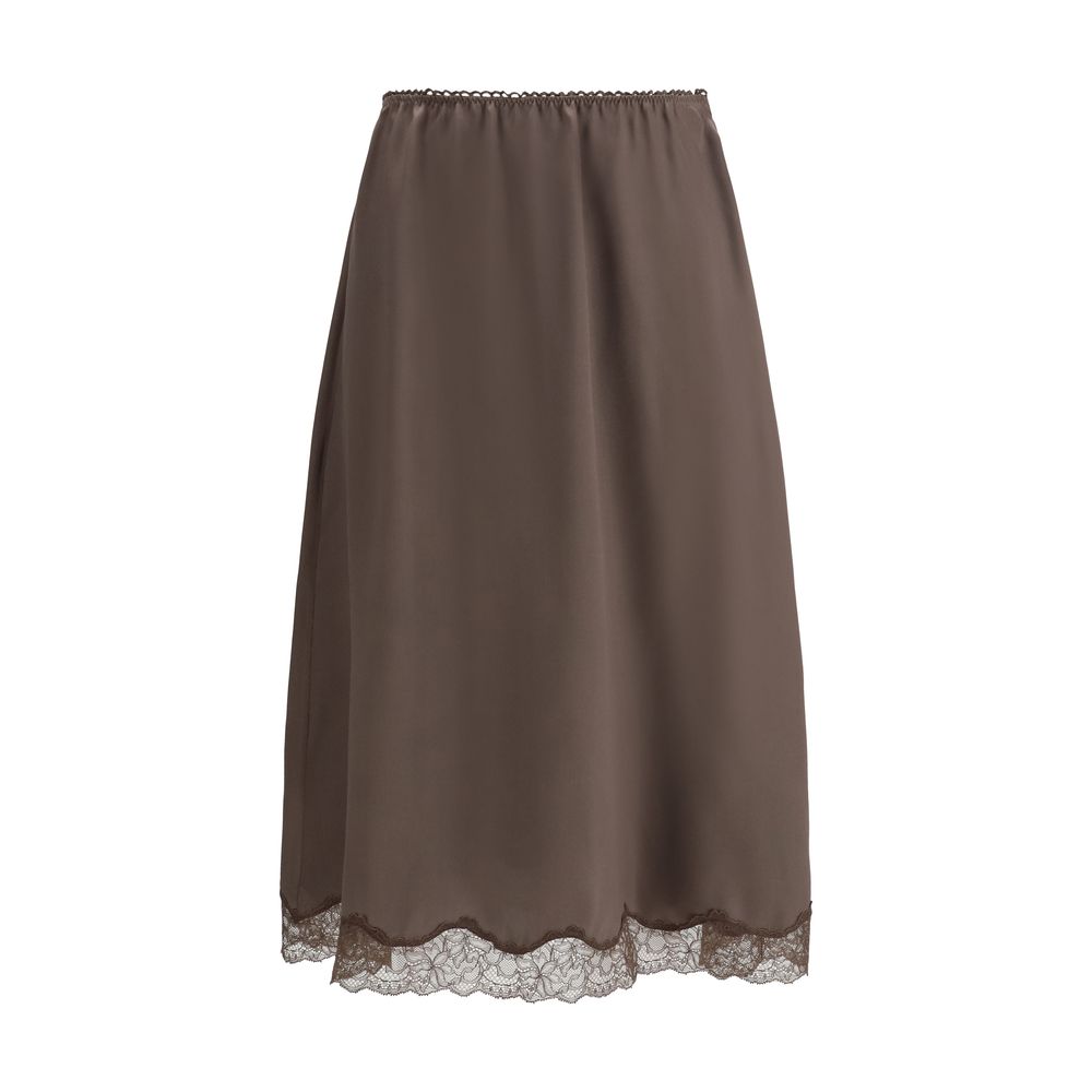 Magda Butrym Brown Silk Midi Skirt | Regal Royce