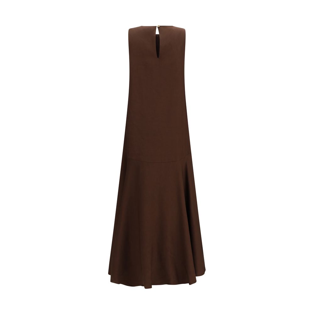 P.A.R.O.S.H. Brown Linen Casual Dress | Regal Royce