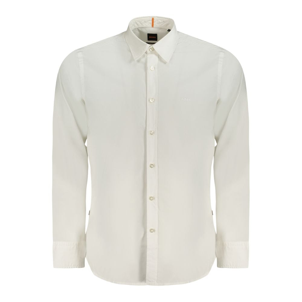 Hugo Boss White Cotton Men Shirt | Regal Royce