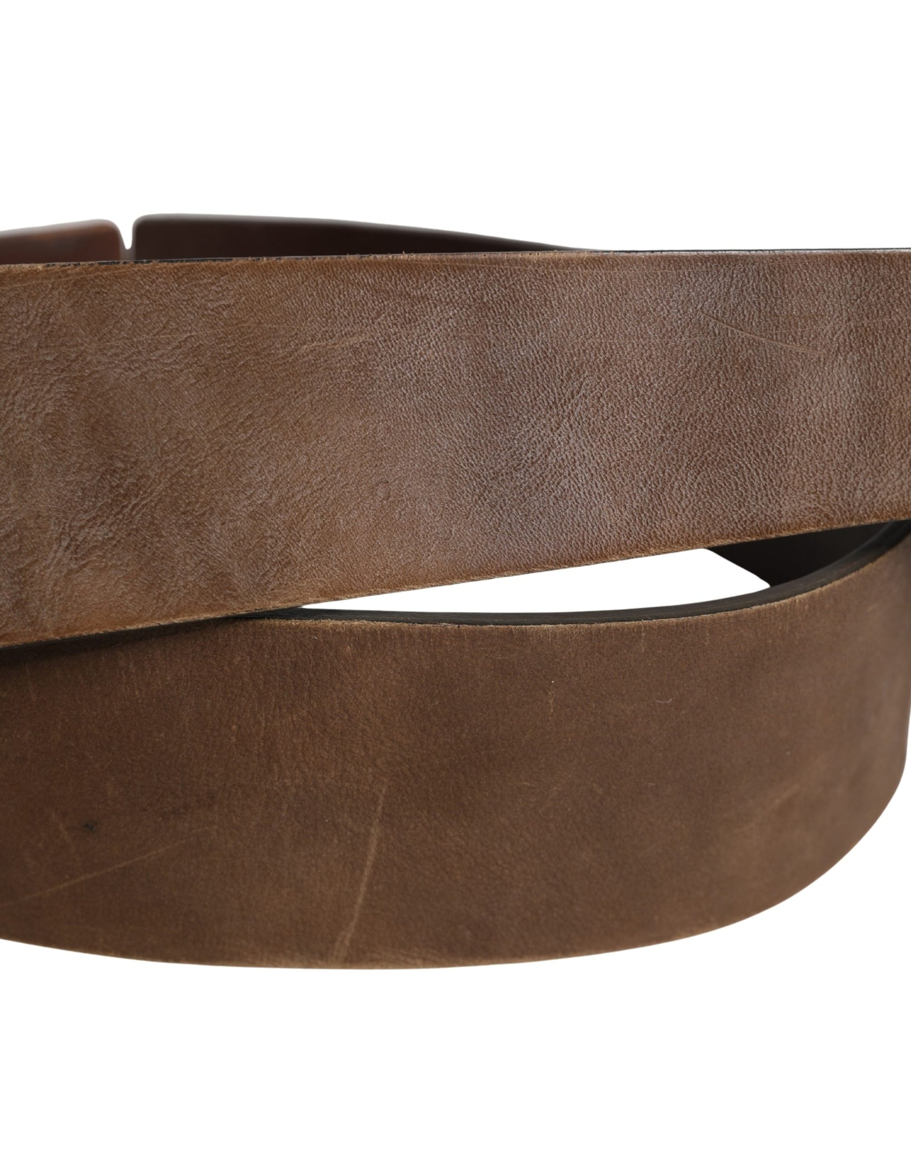 Ermanno Scervino Brown Leather Wide Gold Metal Buckle Belt | Regal Royce