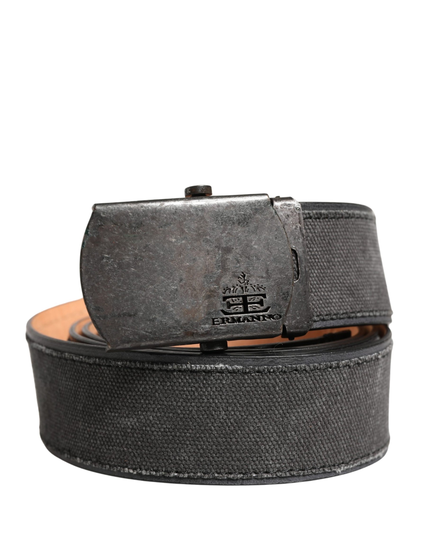 Ermanno Scervino Black Wool Cotton Logo Metal Buckle Belt | Regal Royce
