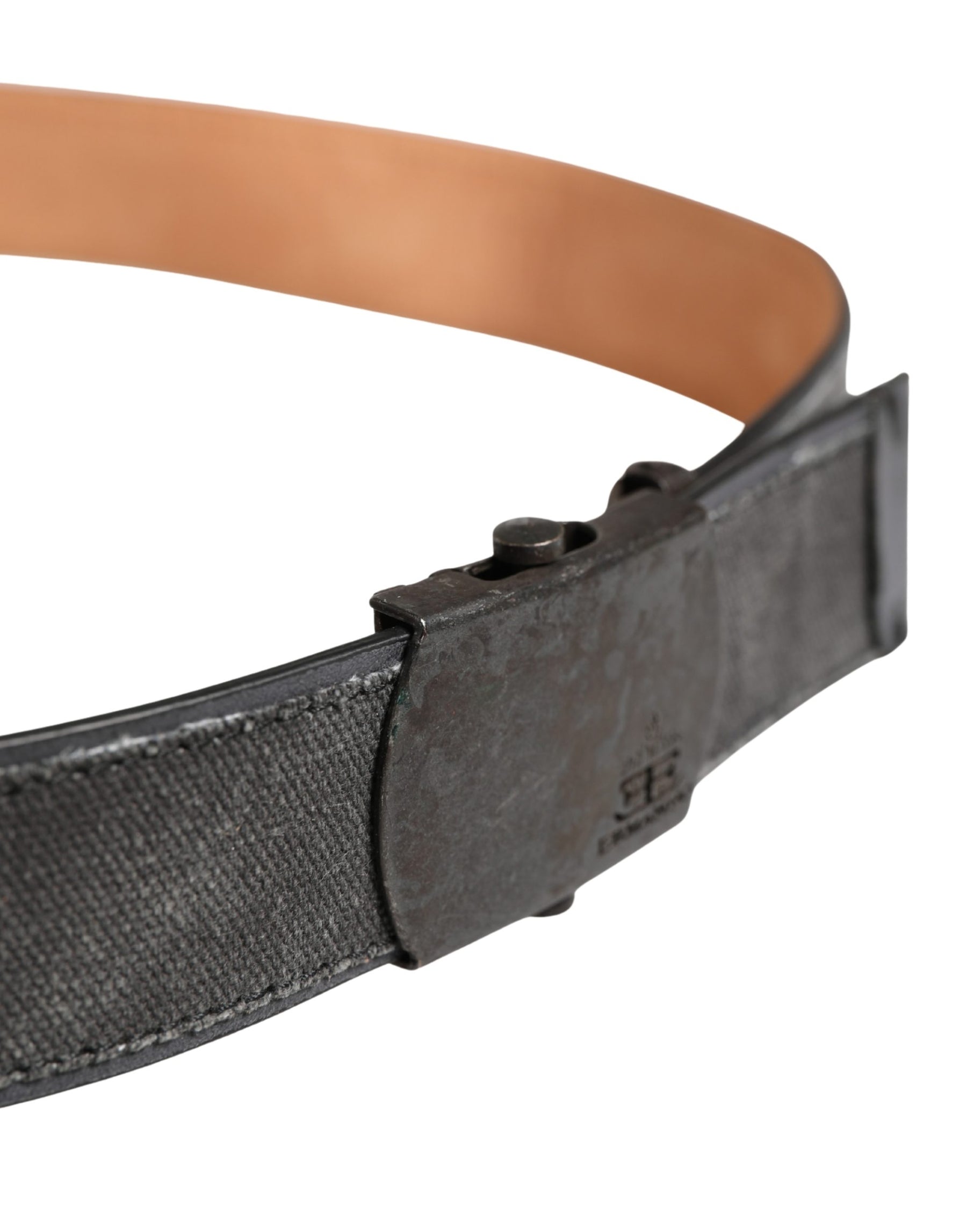 Ermanno Scervino Black Wool Cotton Logo Metal Buckle Belt | Regal Royce