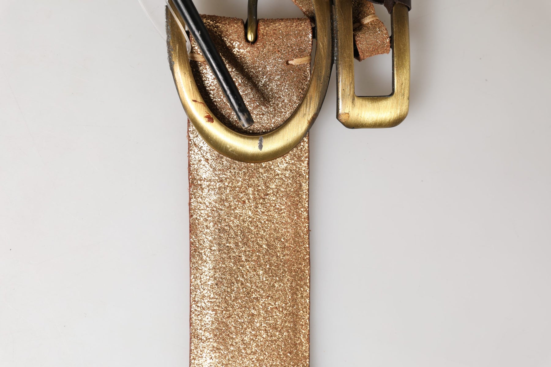 Ermanno Scervino Gold Leather Braided Metal Buckle Belt | Regal Royce