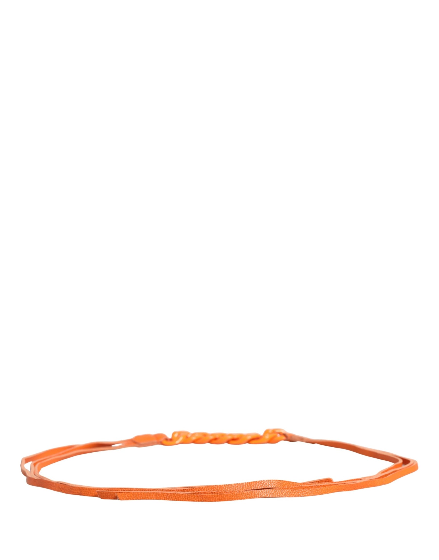 Scervino Street Orange Leather Chain Waist Metal Buckle Belt | Regal Royce