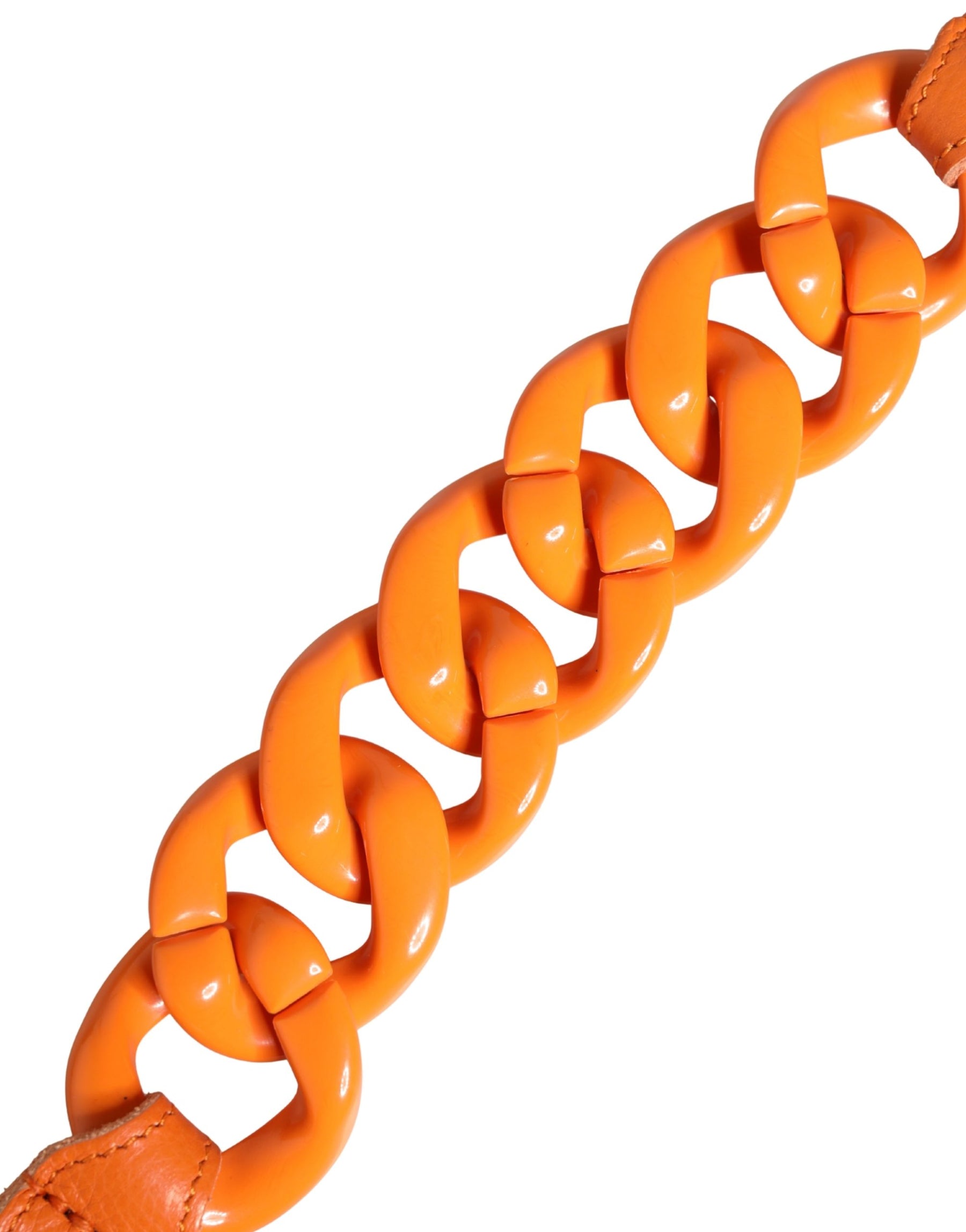 Scervino Street Orange Leather Chain Waist Metal Buckle Belt | Regal Royce