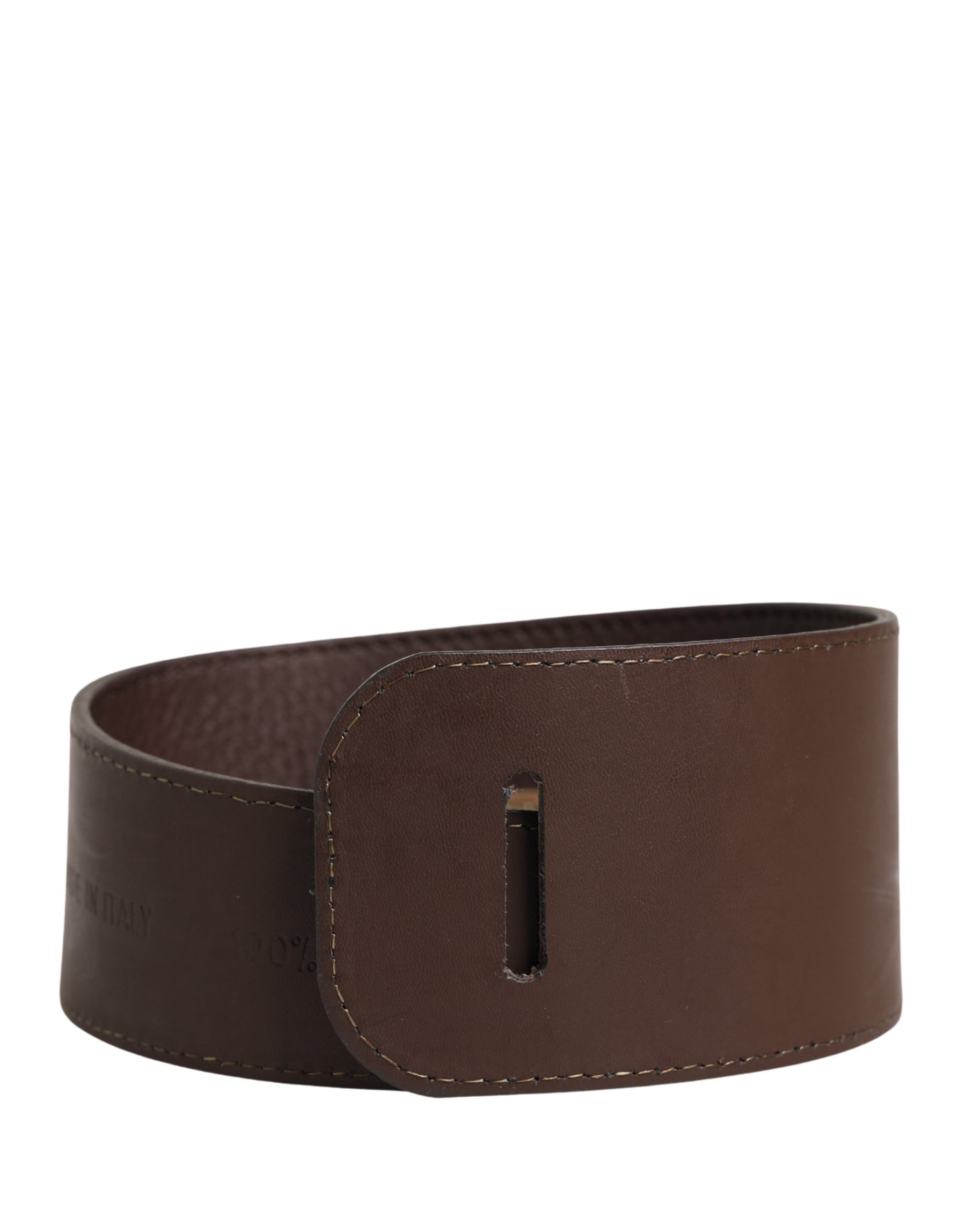 GF Ferre Brown Genuine Leather Logo Wide Waist Women Belt | Regal Royce
