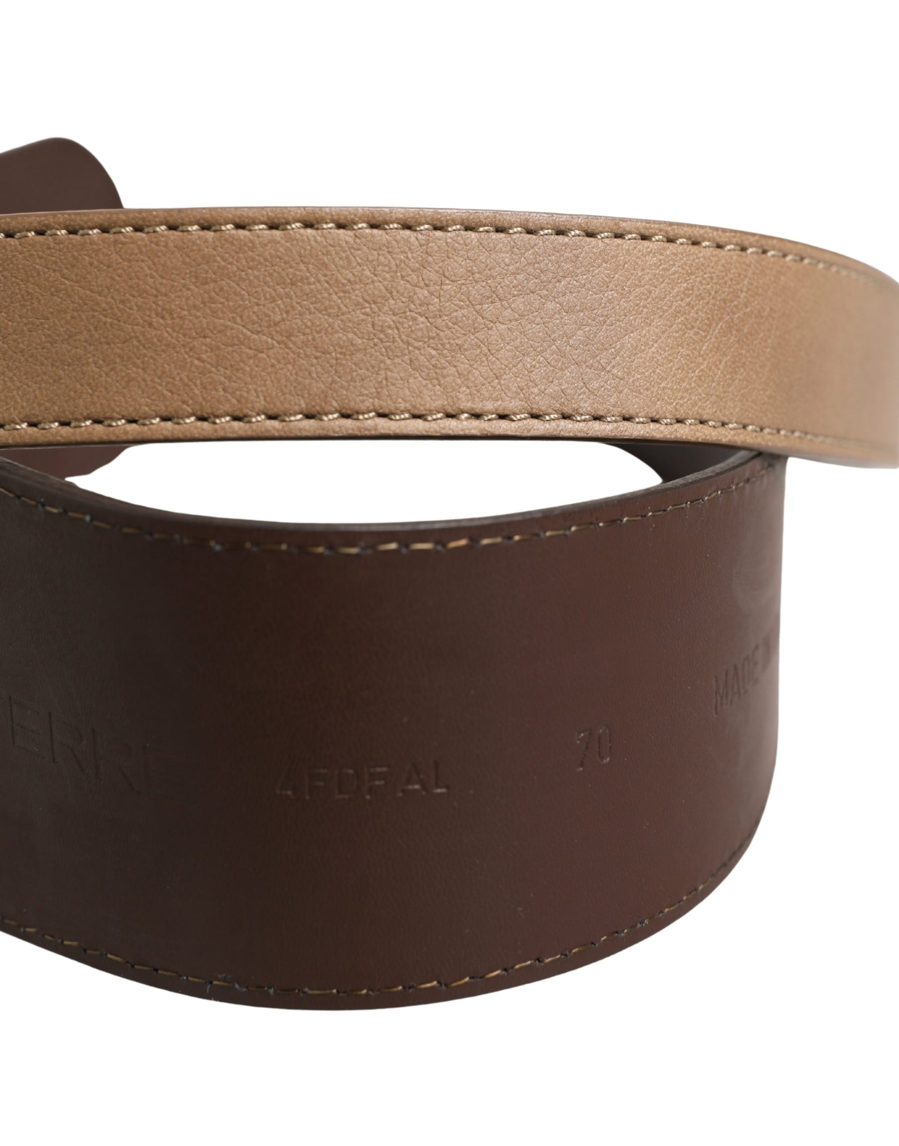 GF Ferre Brown Genuine Leather Logo Wide Waist Women Belt | Regal Royce