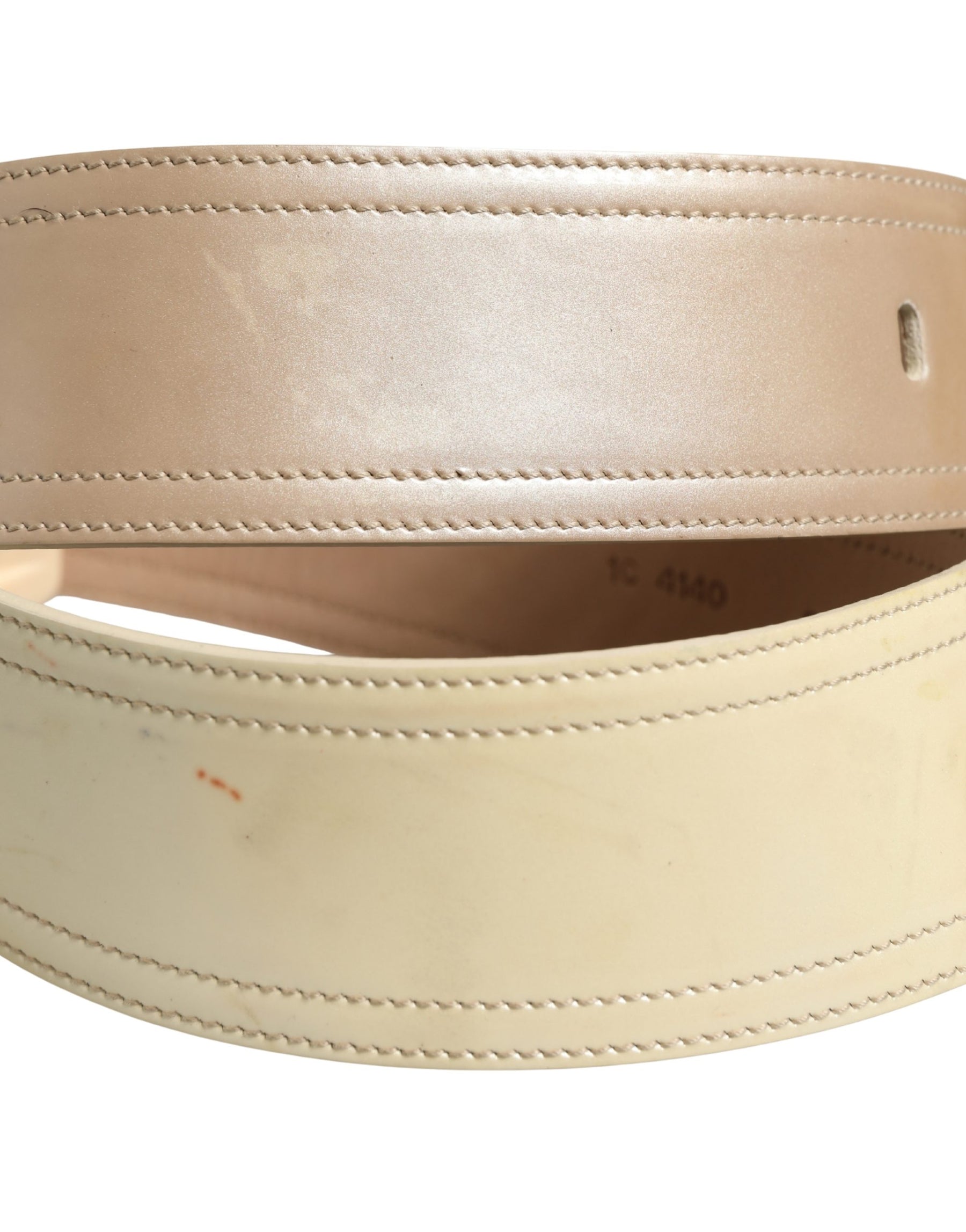 Prada Beige Leather Logo Wide Waist Women Square Buckle Belt | Regal Royce