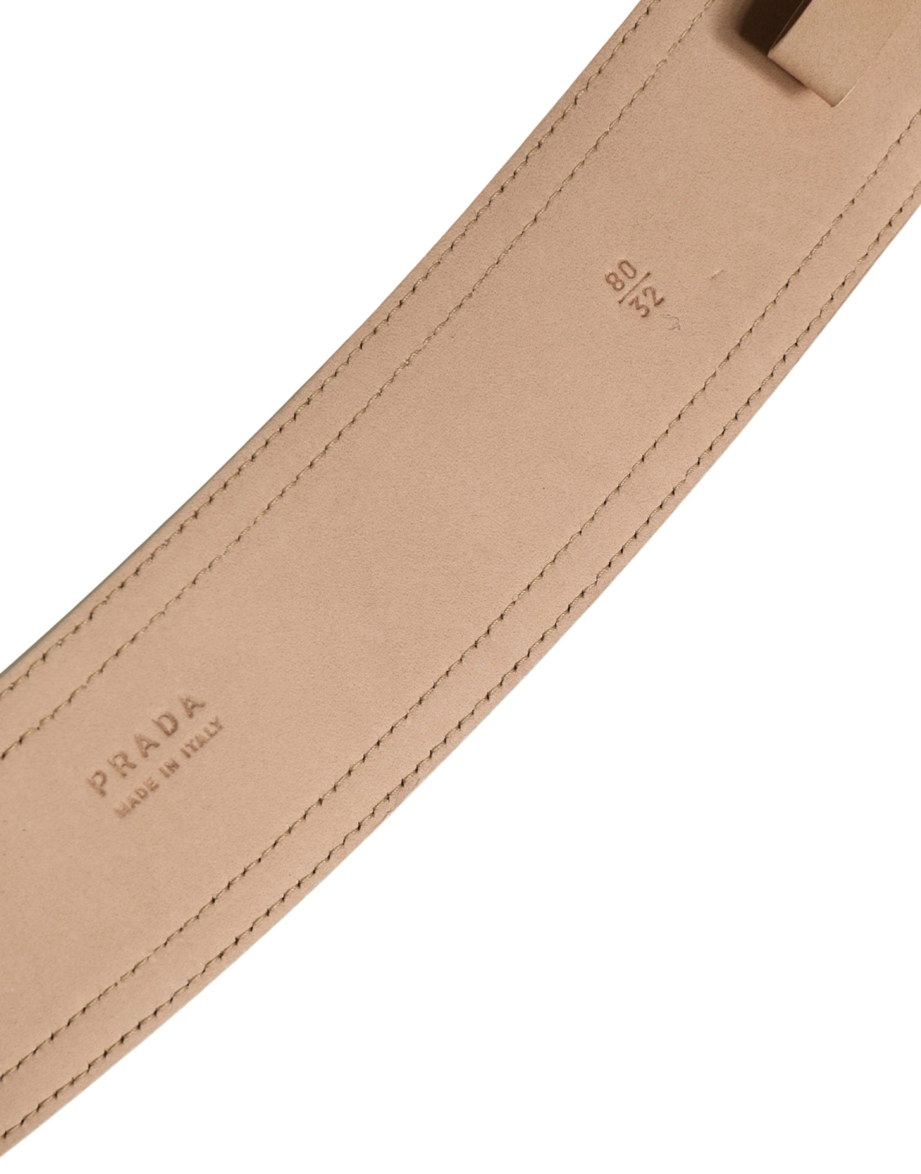 Prada Beige Leather Logo Wide Waist Women Square Buckle Belt | Regal Royce
