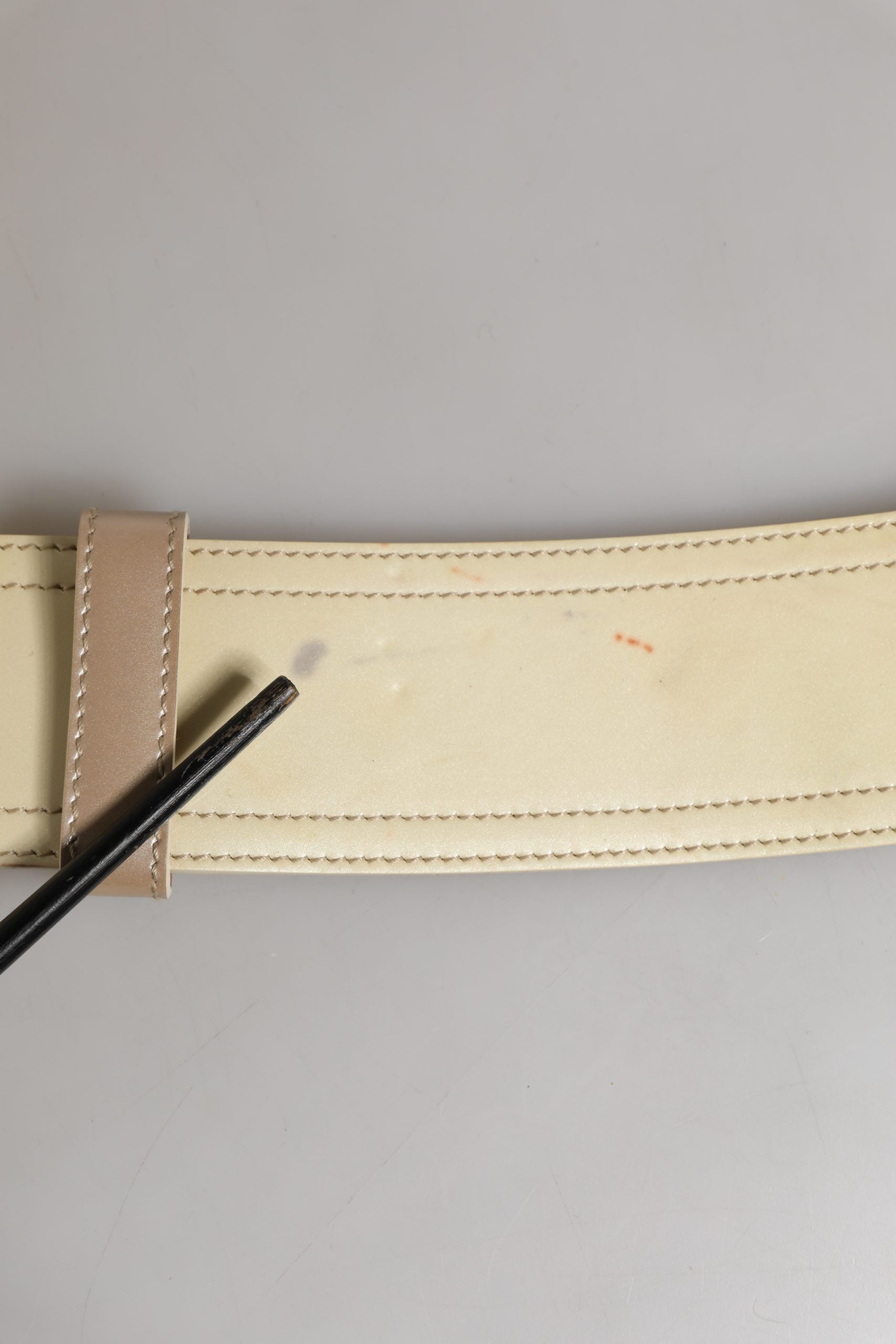 Prada Beige Leather Logo Wide Waist Women Square Buckle Belt | Regal Royce