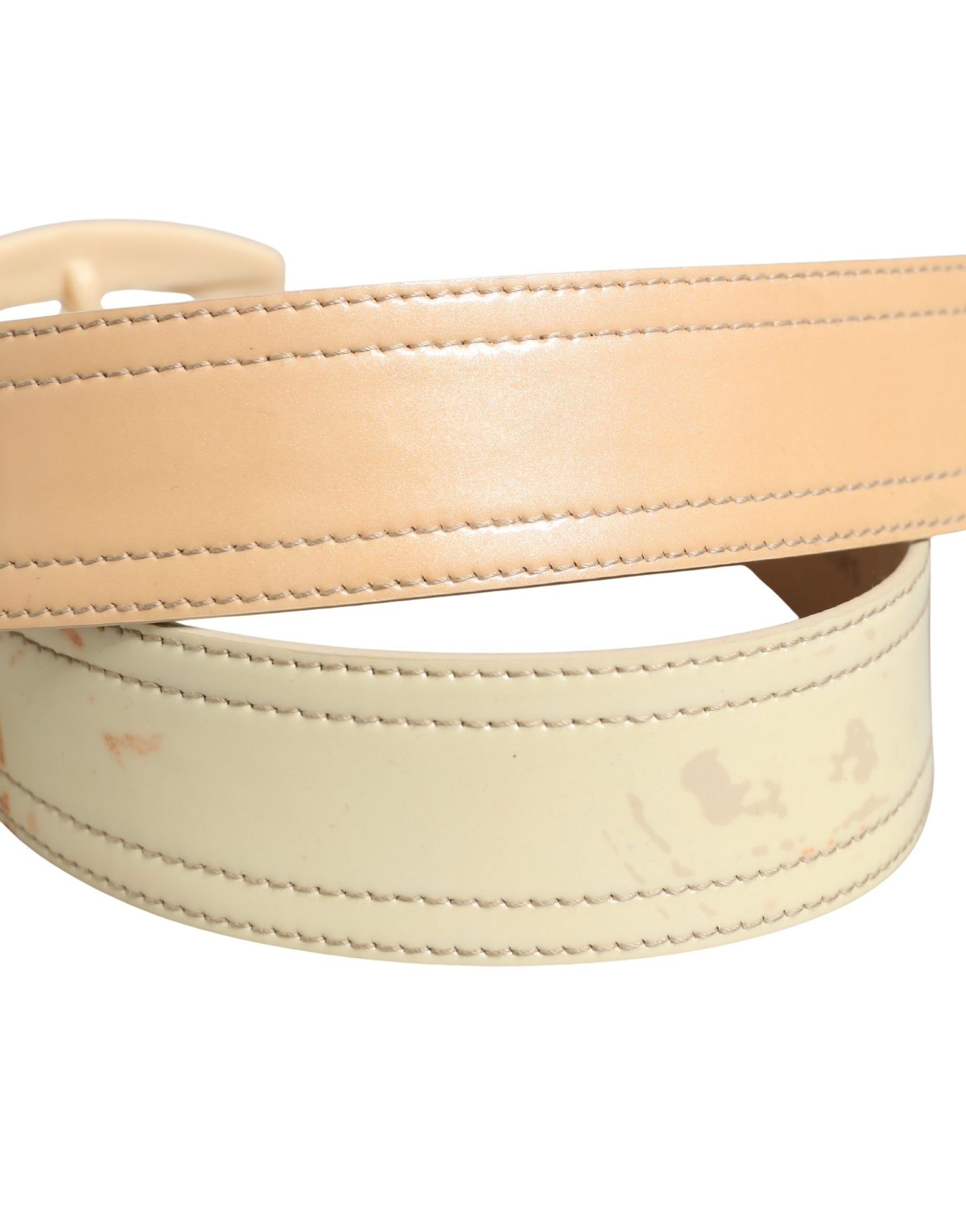Prada Beige Leather Logo Wide Waist Women Square Buckle Belt | Regal Royce