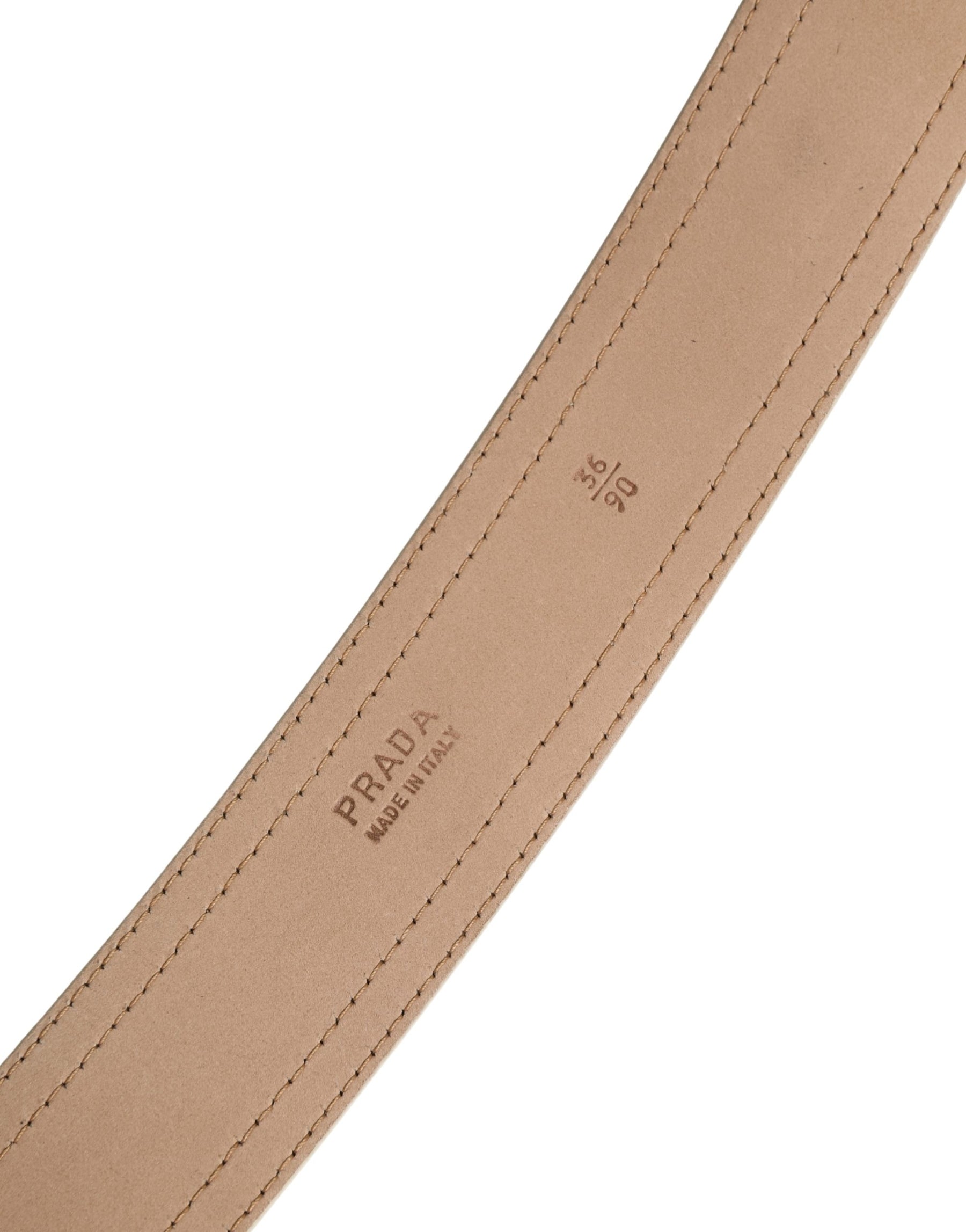 Prada Beige Leather Logo Wide Waist Women Square Buckle Belt | Regal Royce