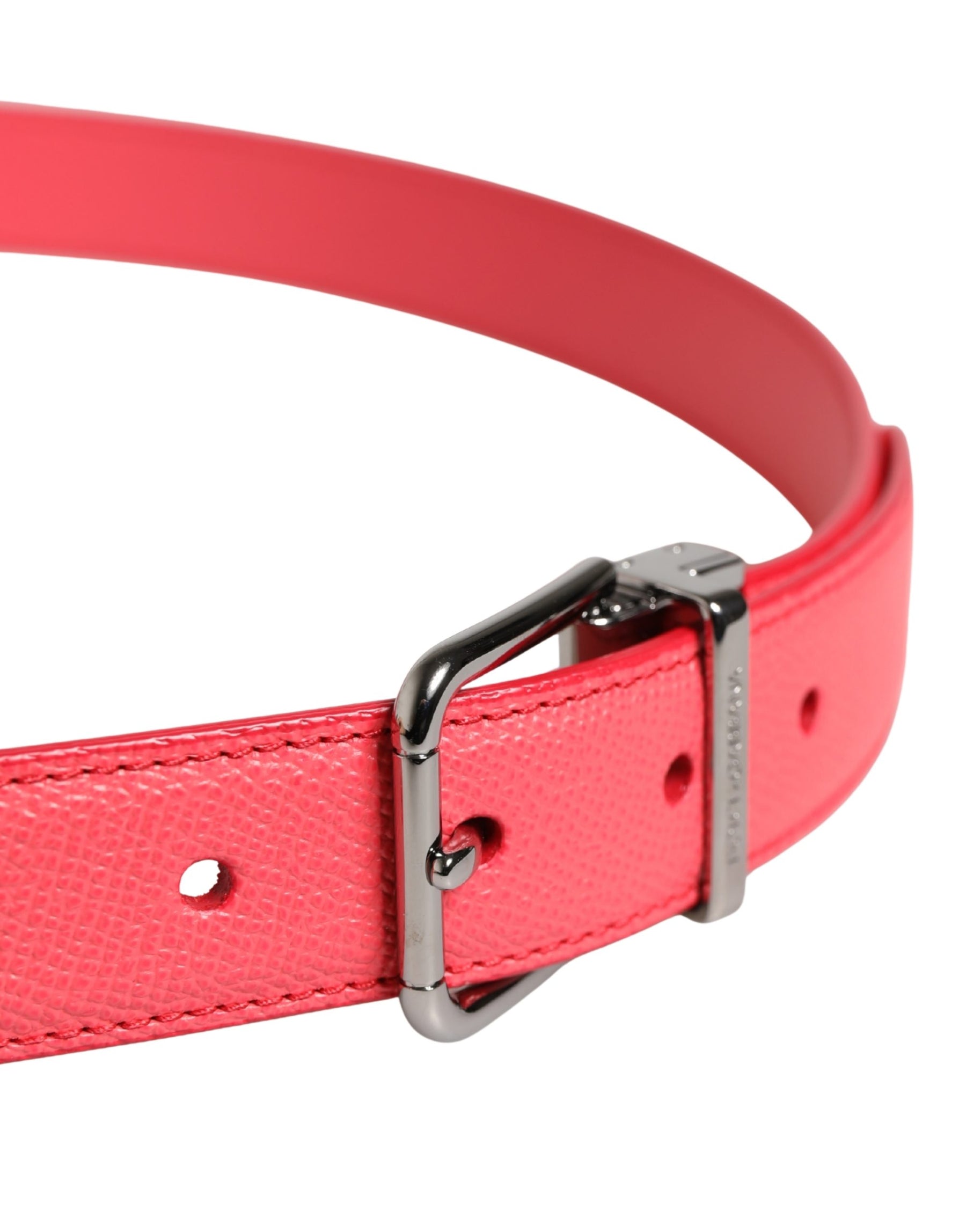 Dolce & Gabbana Pink Calf Leather Silver Metal Buckle Belt | Regal Royce