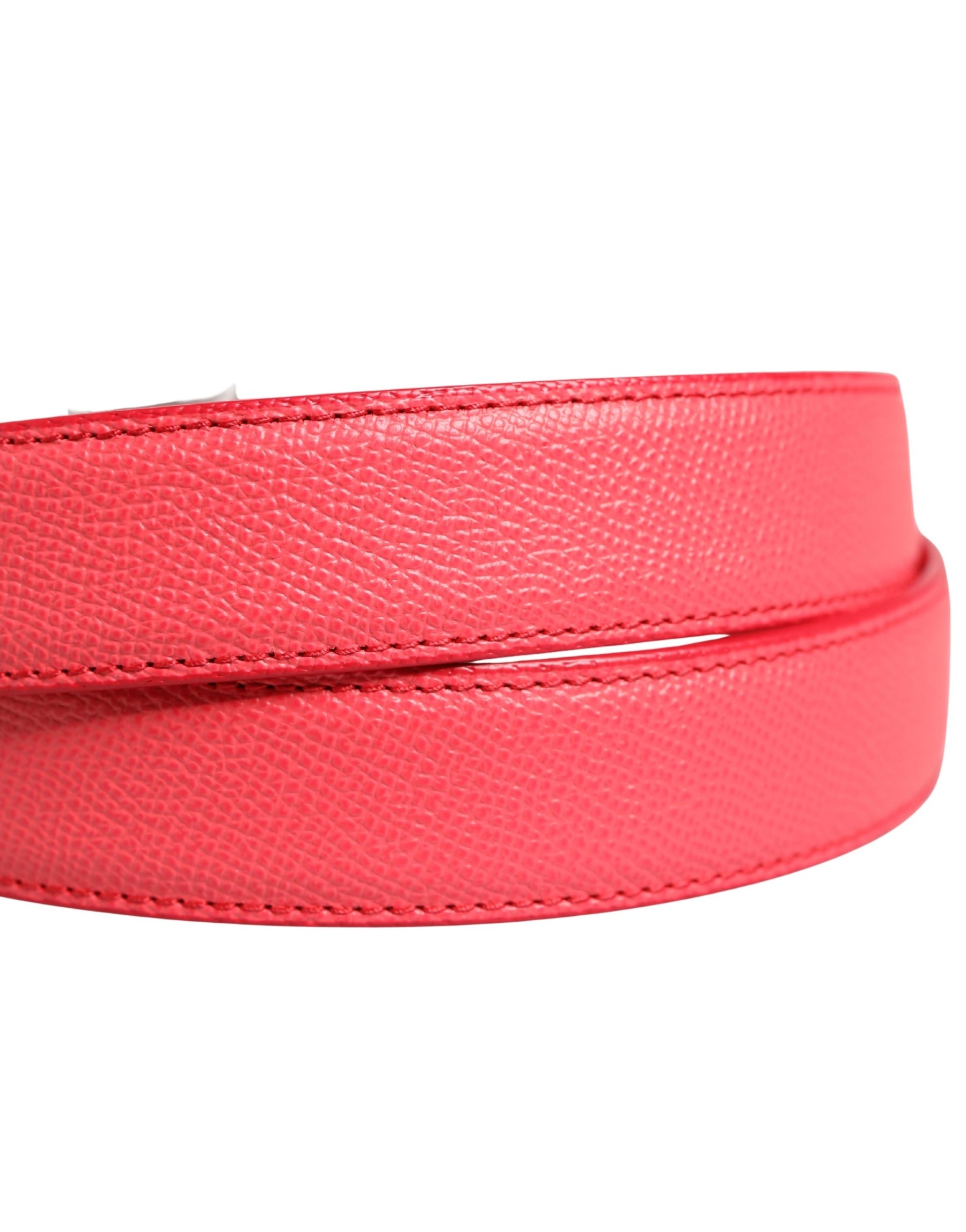Dolce & Gabbana Pink Calf Leather Silver Metal Buckle Belt | Regal Royce